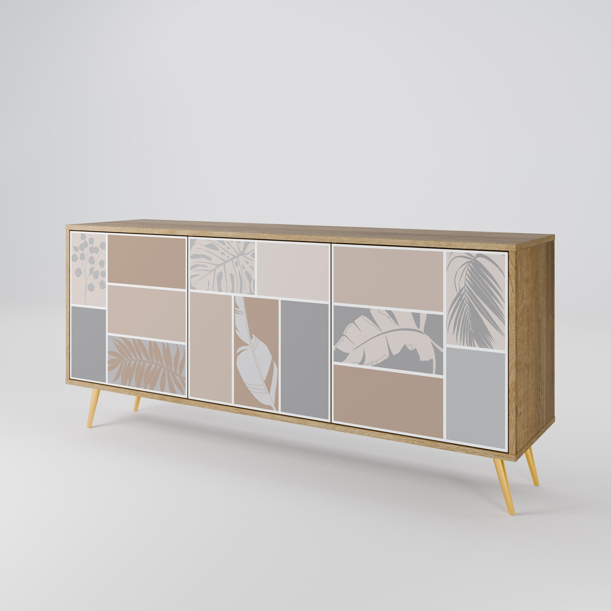Buffet 3 portes FORMES TROPICALES effet chêne