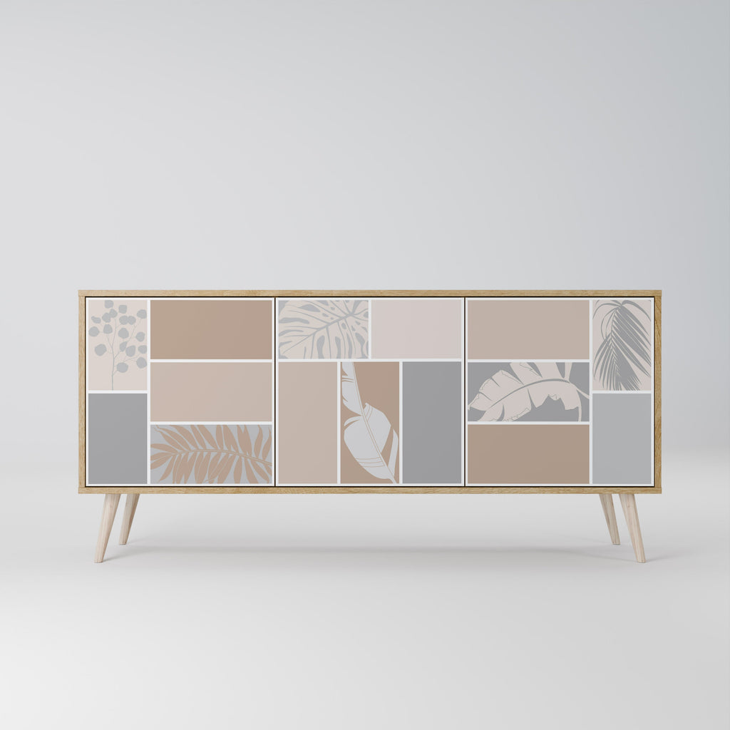 Buffet 3 portes FORMES TROPICALES effet chêne