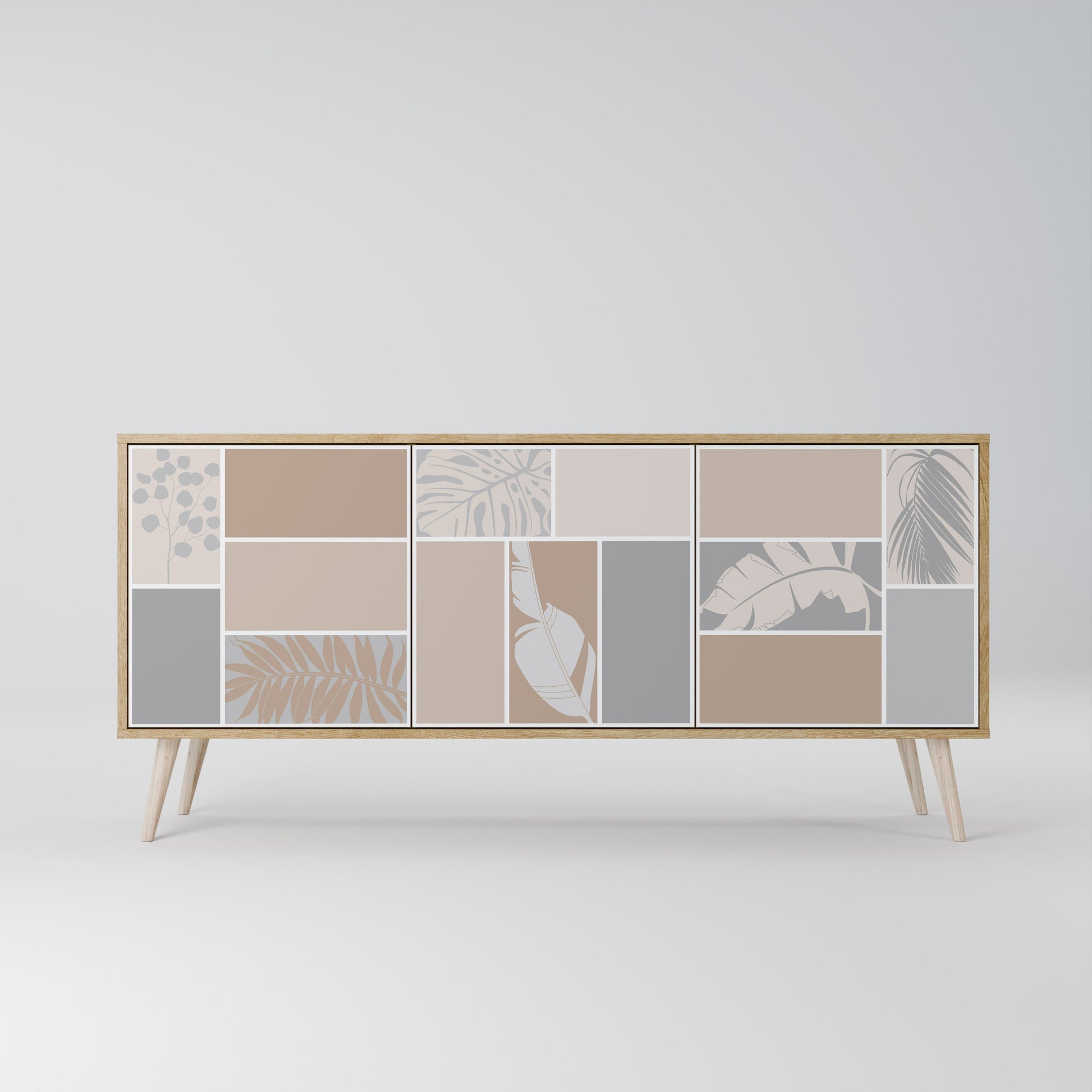 Buffet 3 portes FORMES TROPICALES effet chêne