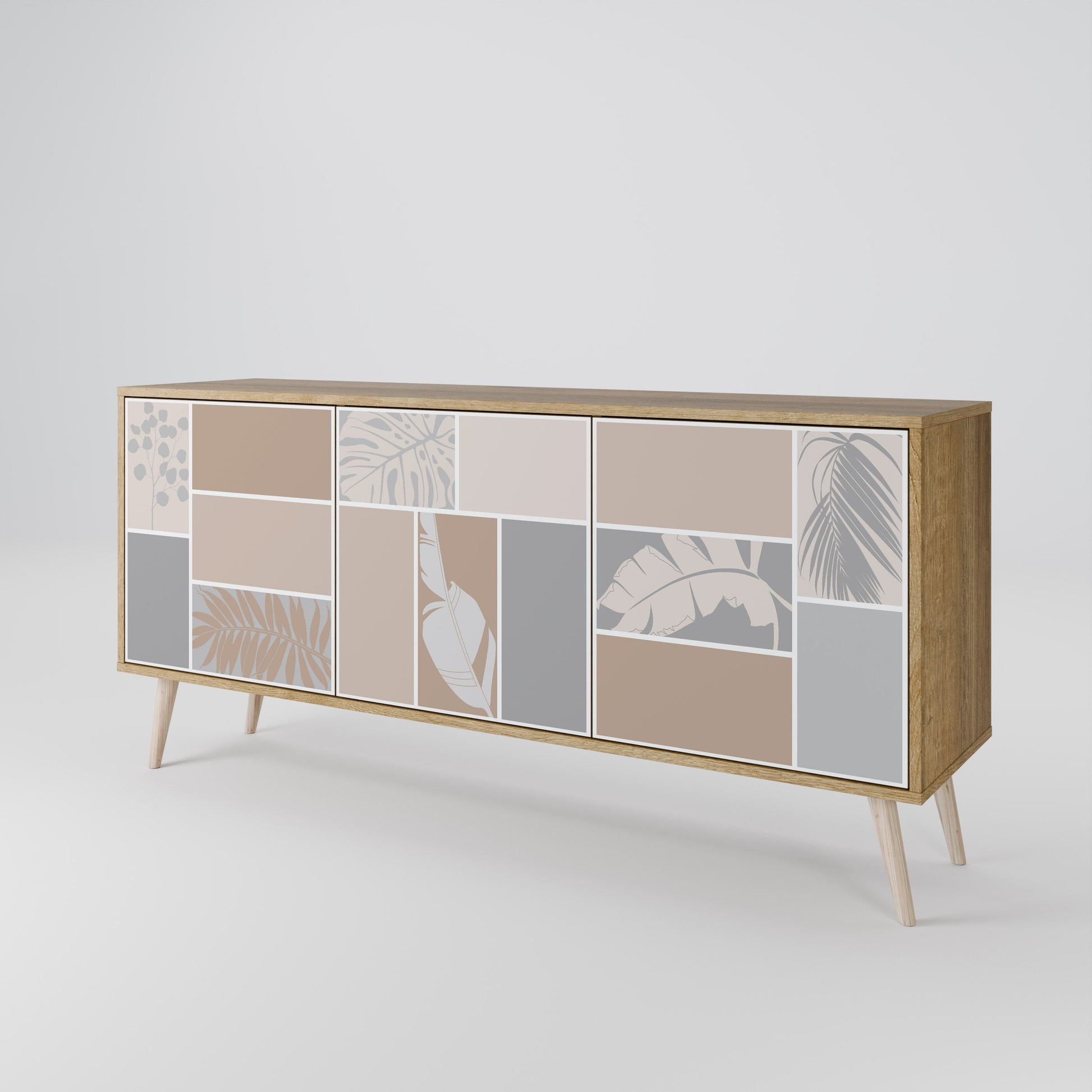 Buffet 3 portes FORMES TROPICALES effet chêne