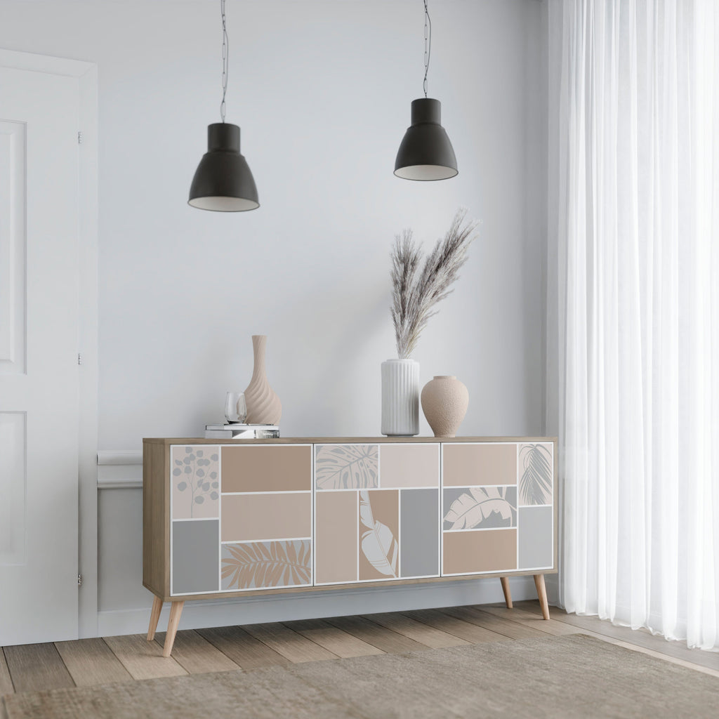 Buffet 3 portes FORMES TROPICALES effet chêne