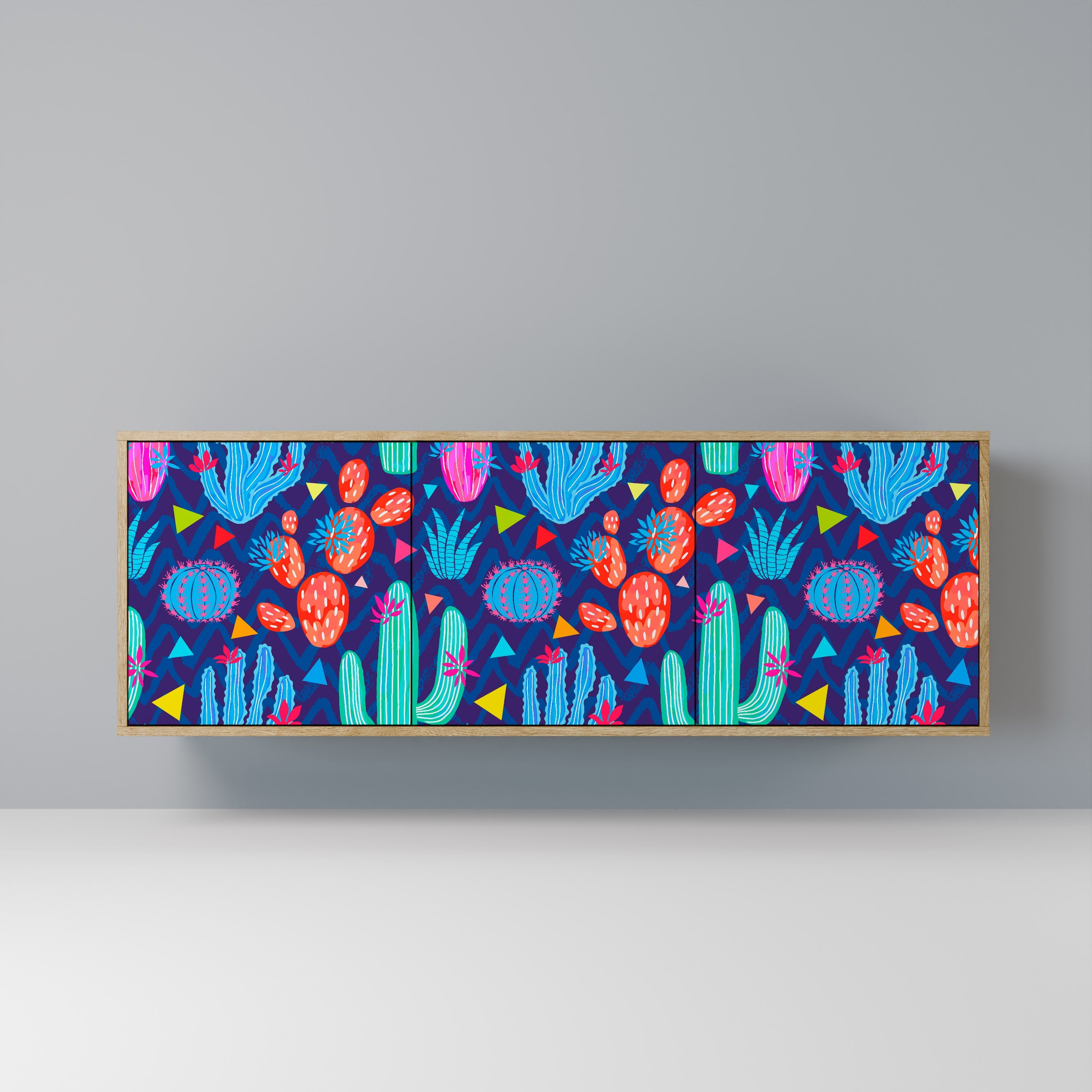 Buffet 3 portes CACTUS VIBES effet chêne