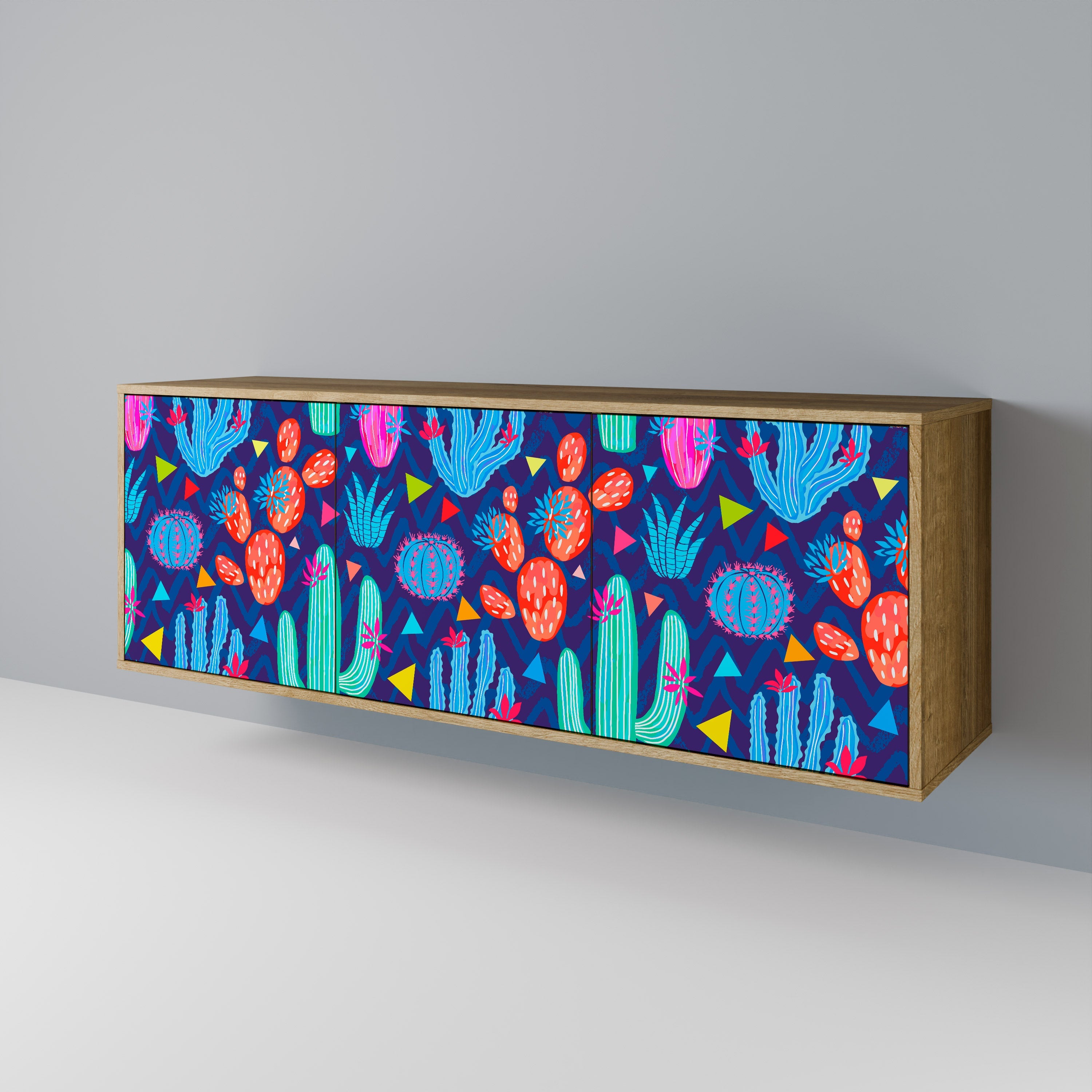 Buffet 3 portes CACTUS VIBES effet chêne
