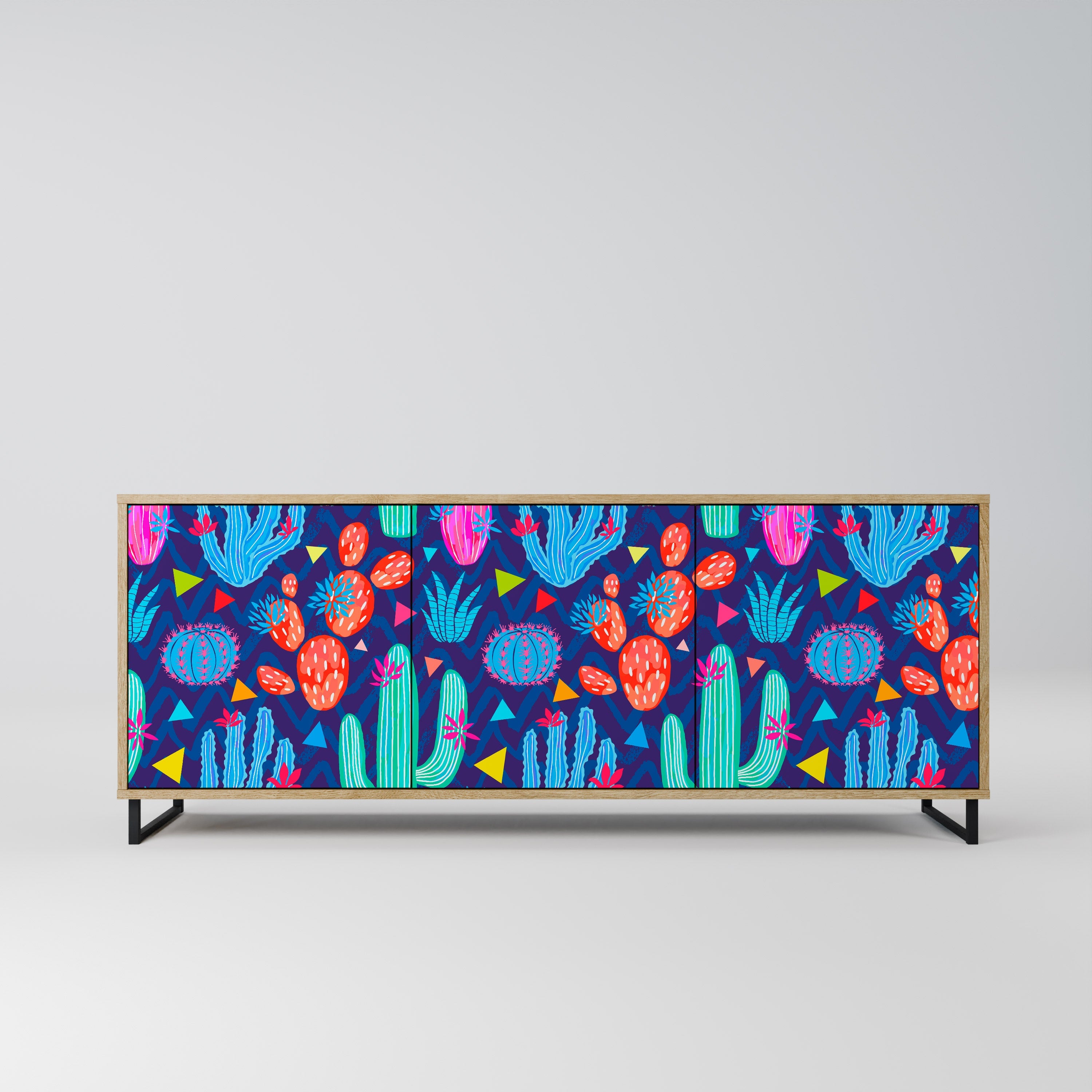 Buffet 3 portes CACTUS VIBES effet chêne