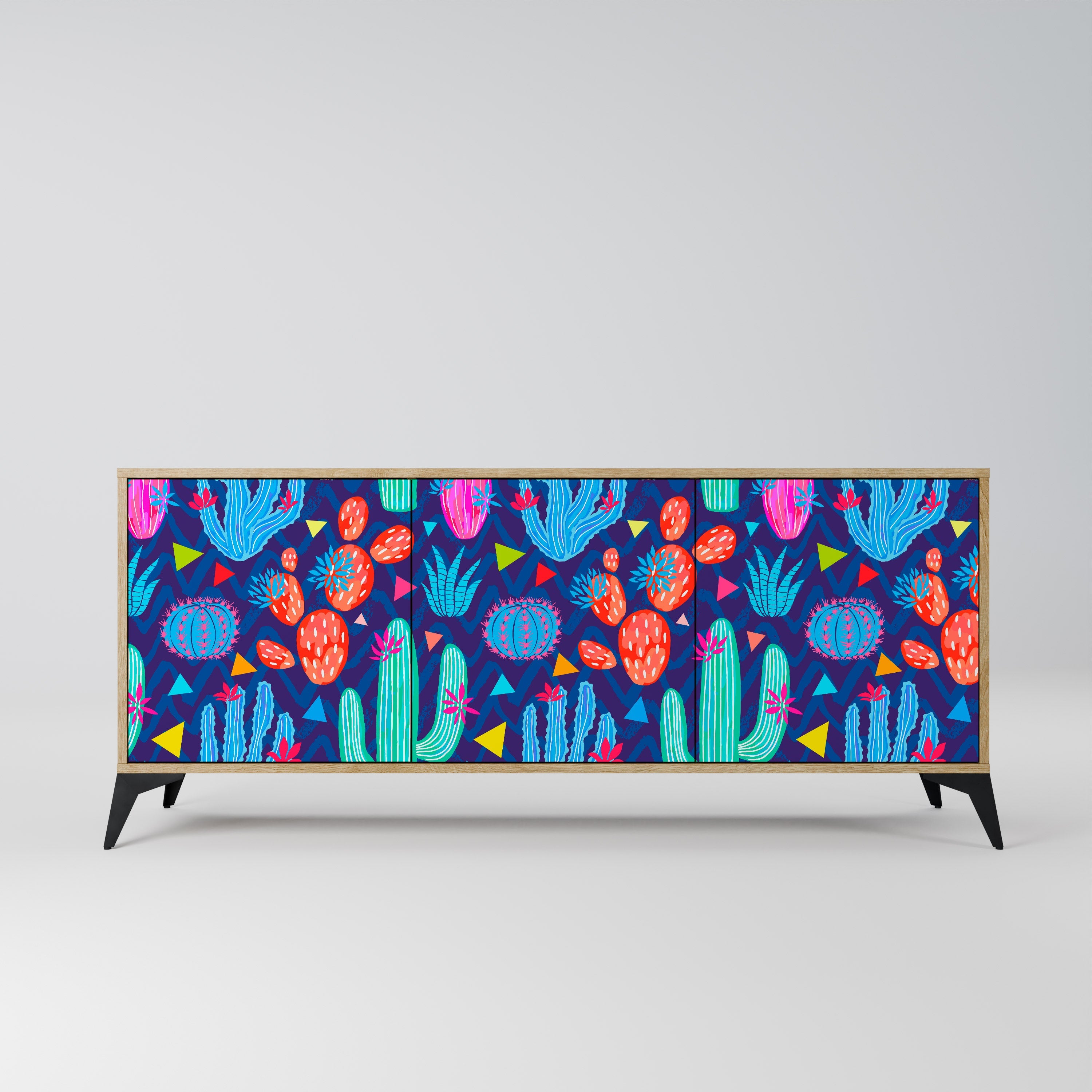 Buffet 3 portes CACTUS VIBES effet chêne