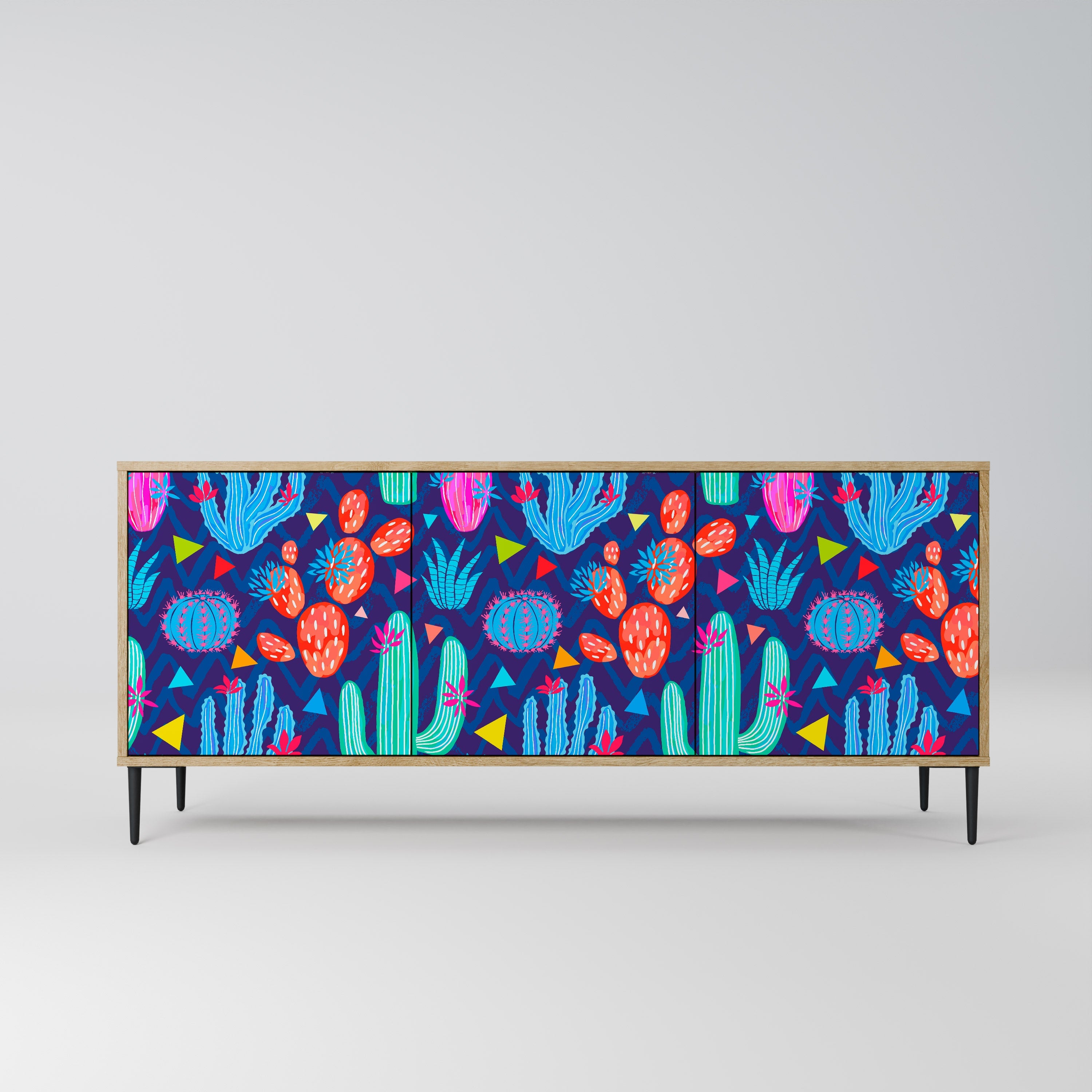 Buffet 3 portes CACTUS VIBES effet chêne