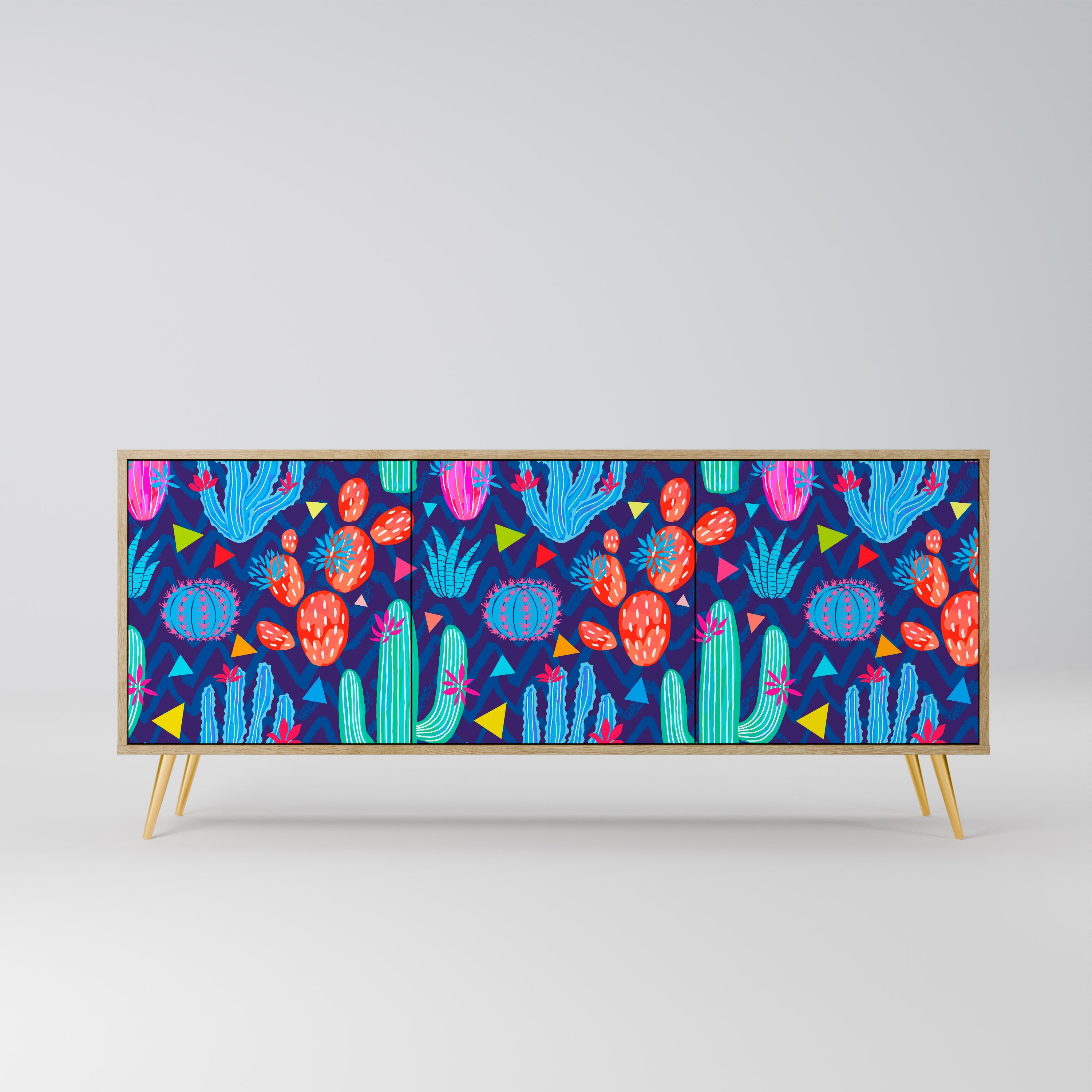 Buffet 3 portes CACTUS VIBES effet chêne