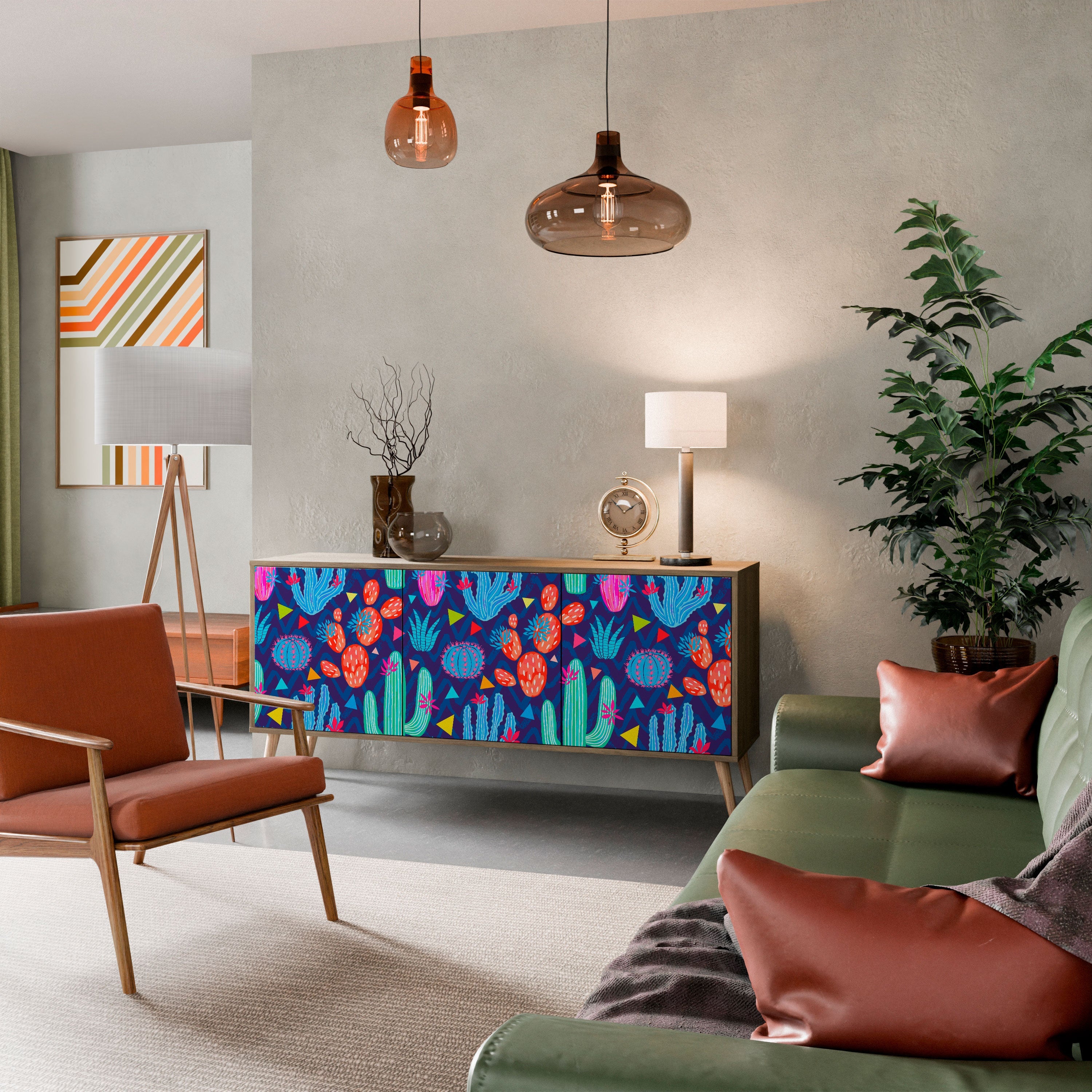 Buffet 3 portes CACTUS VIBES effet chêne