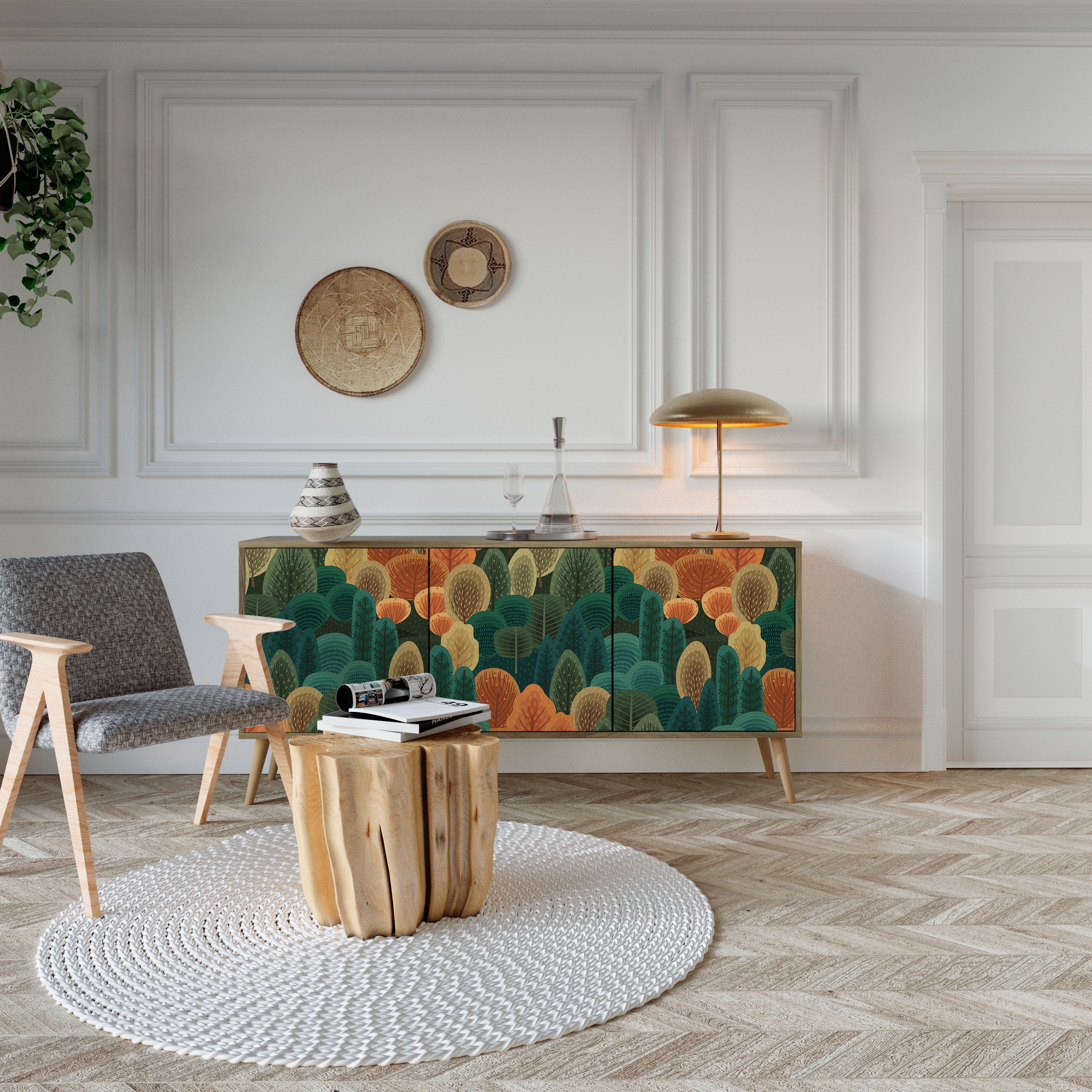 Buffet 3 portes AUTUMN KALEIDOSCOPE effet chêne