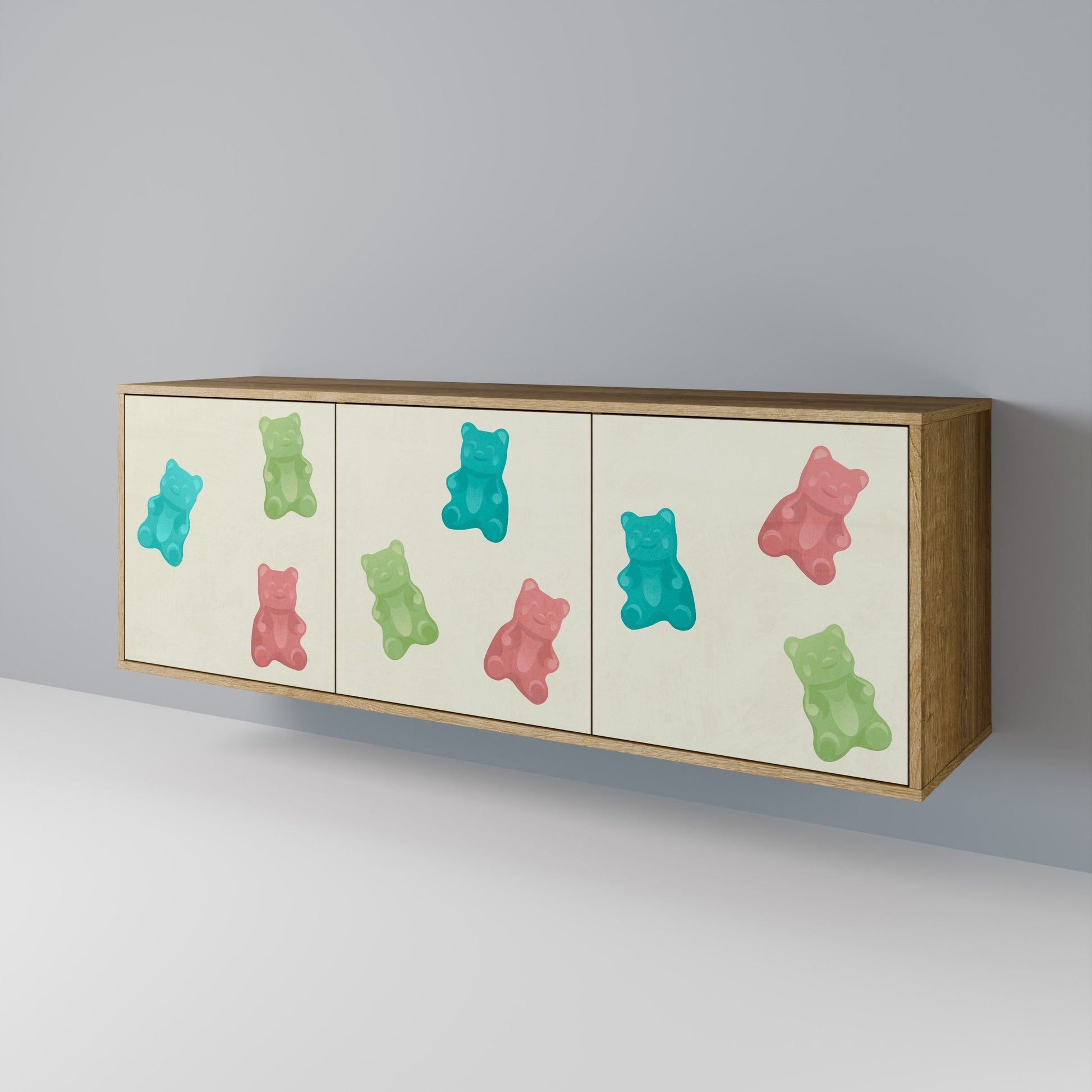 Buffet 3 portes GUMMY BEARS effet chêne