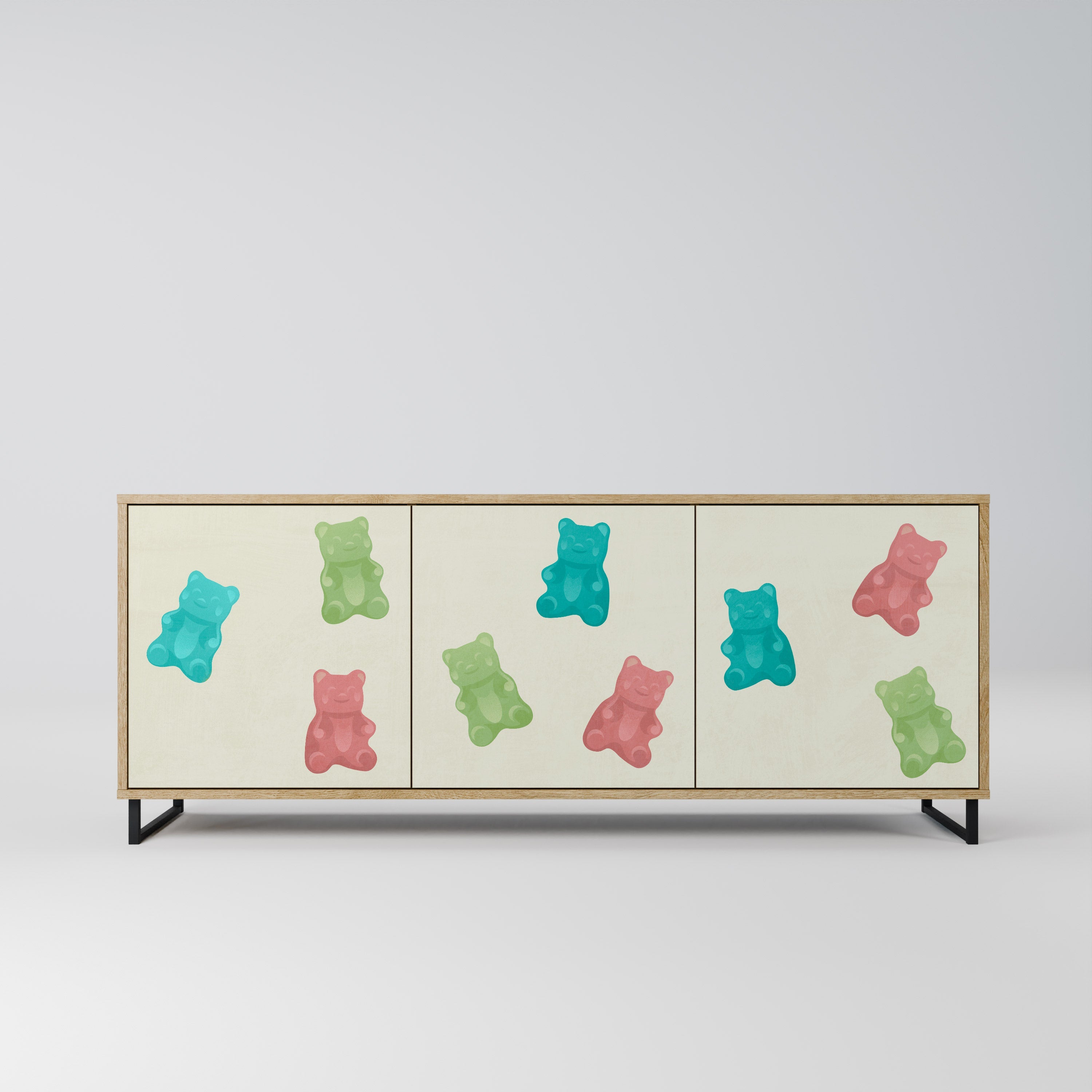 Buffet 3 portes GUMMY BEARS effet chêne