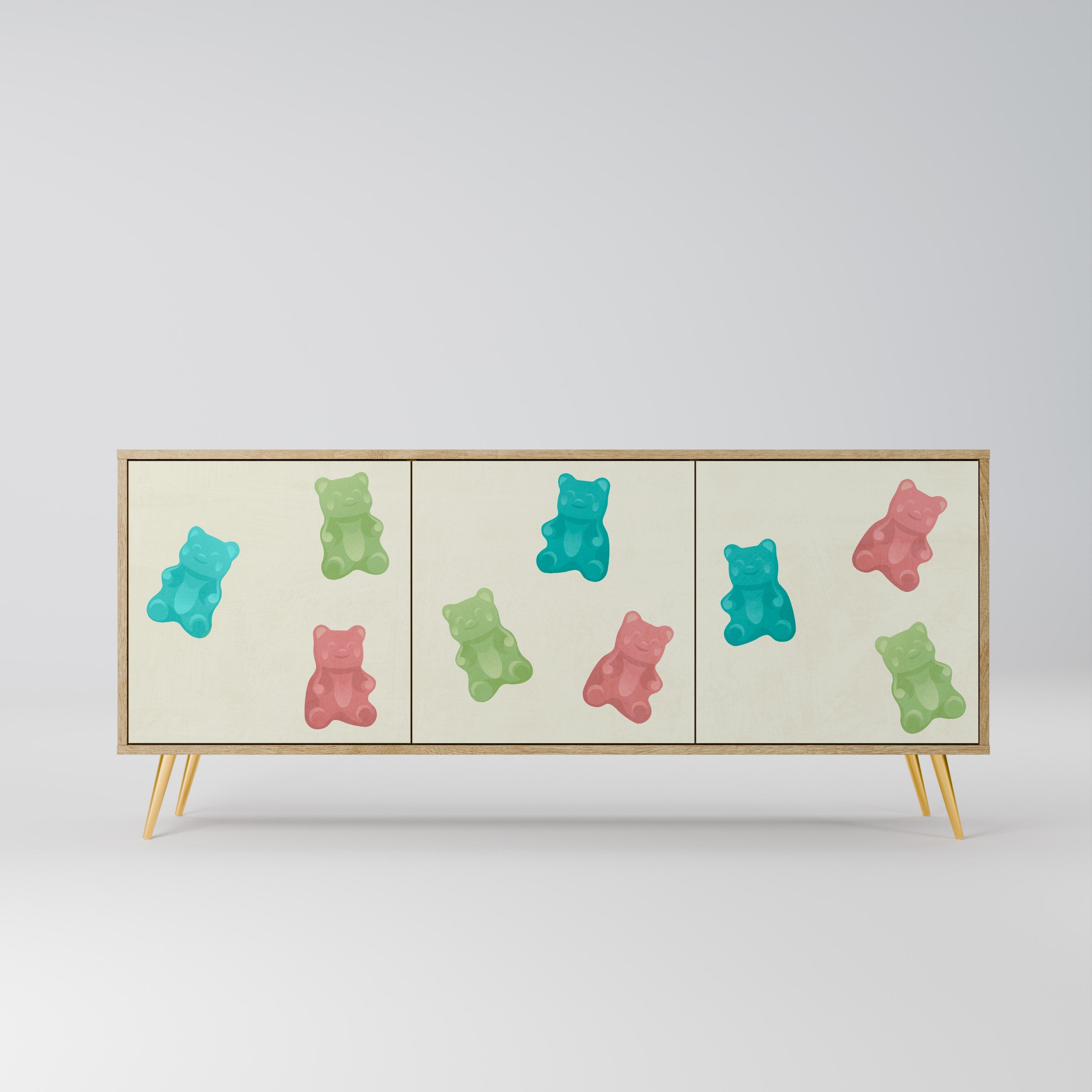 Buffet 3 portes GUMMY BEARS effet chêne