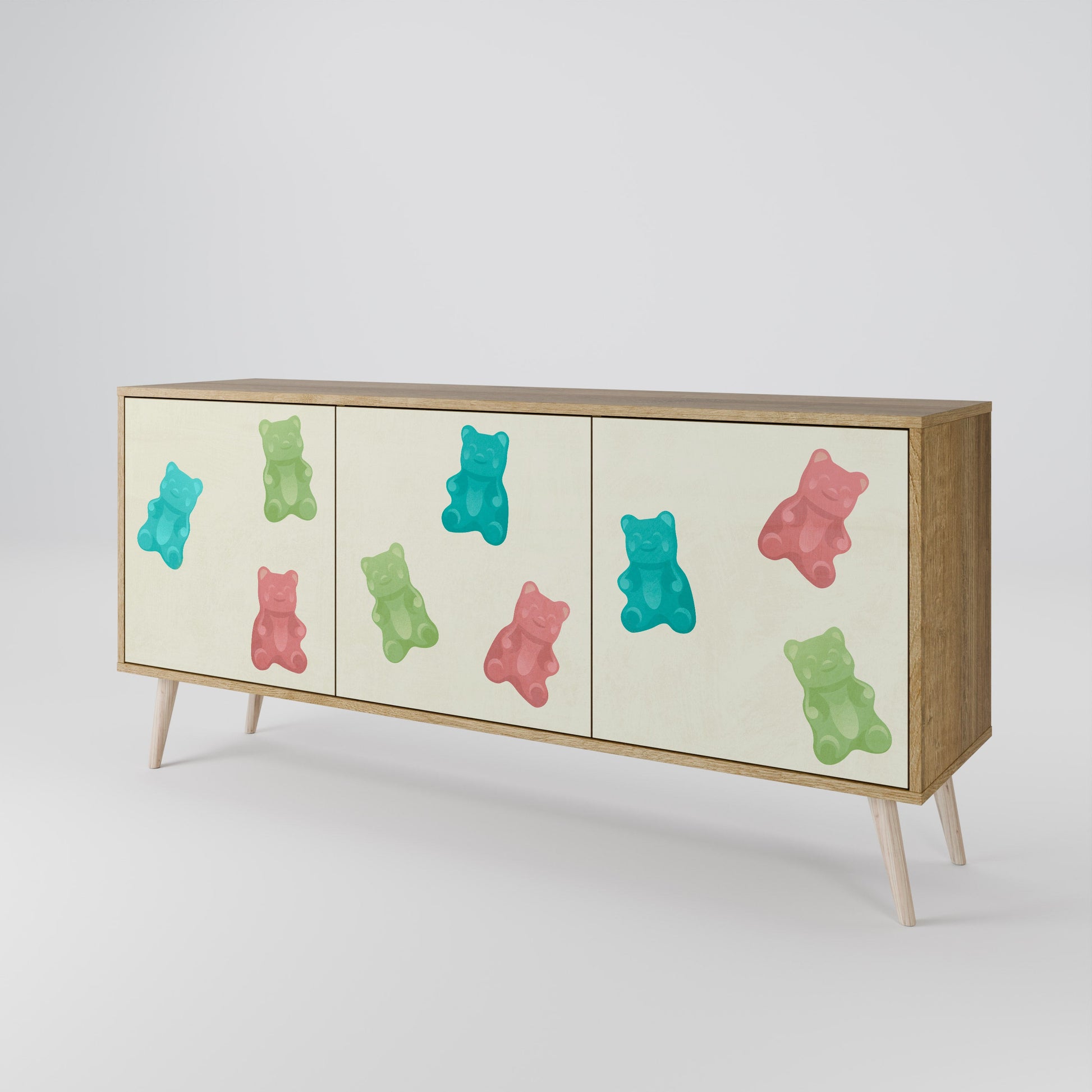 Buffet 3 portes GUMMY BEARS effet chêne