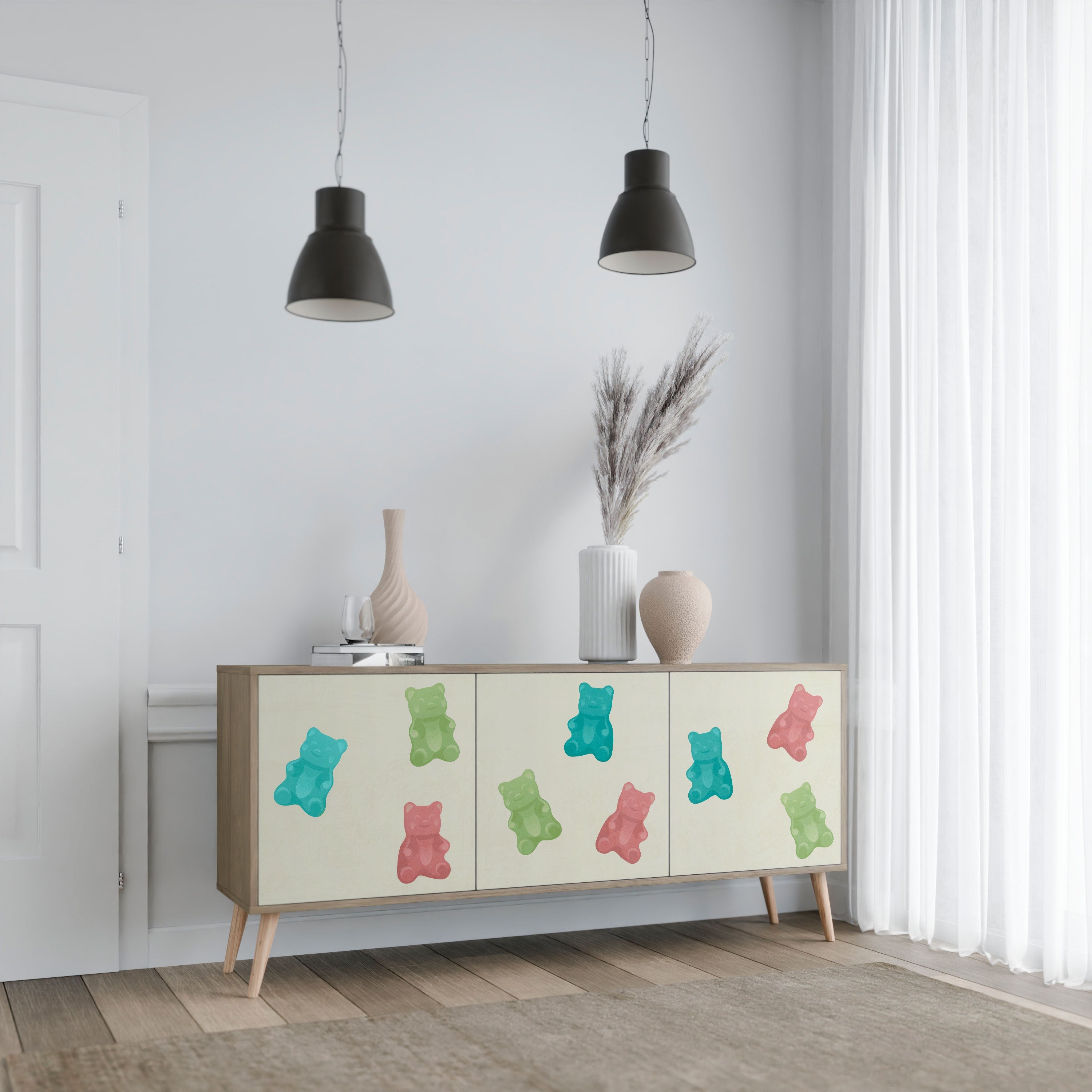 Buffet 3 portes GUMMY BEARS effet chêne