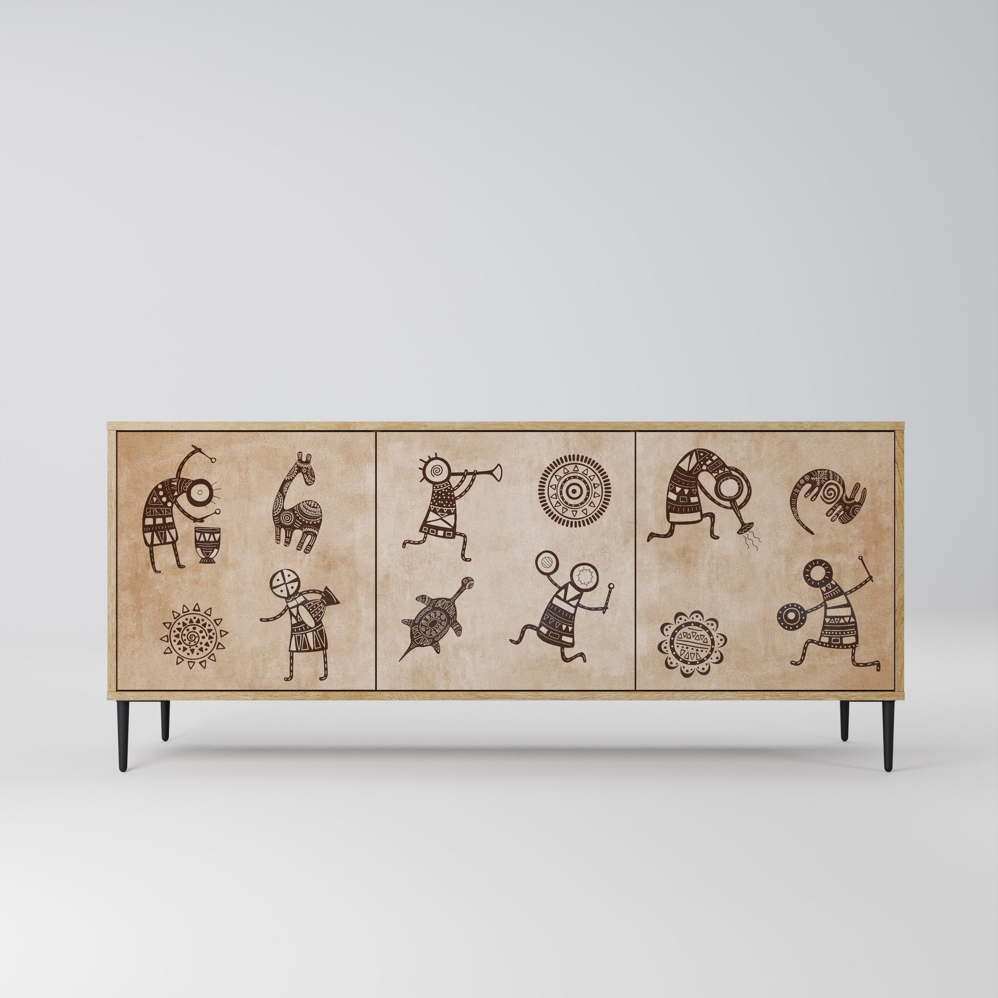 Buffet 3 portes de style africain effet chêne