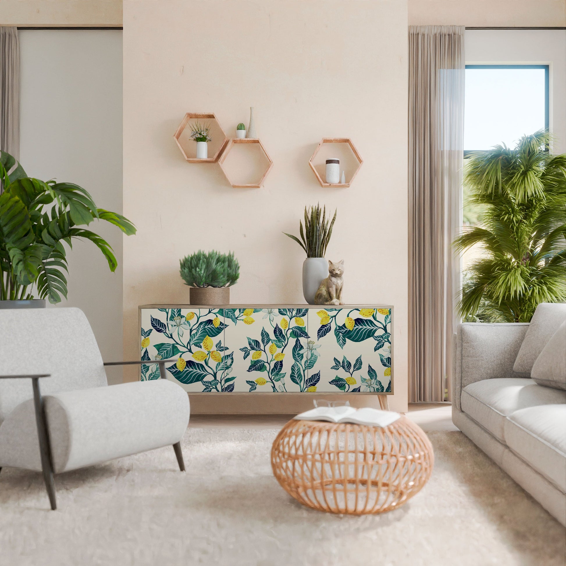 Buffet 3 portes LEMON TREE effet chêne