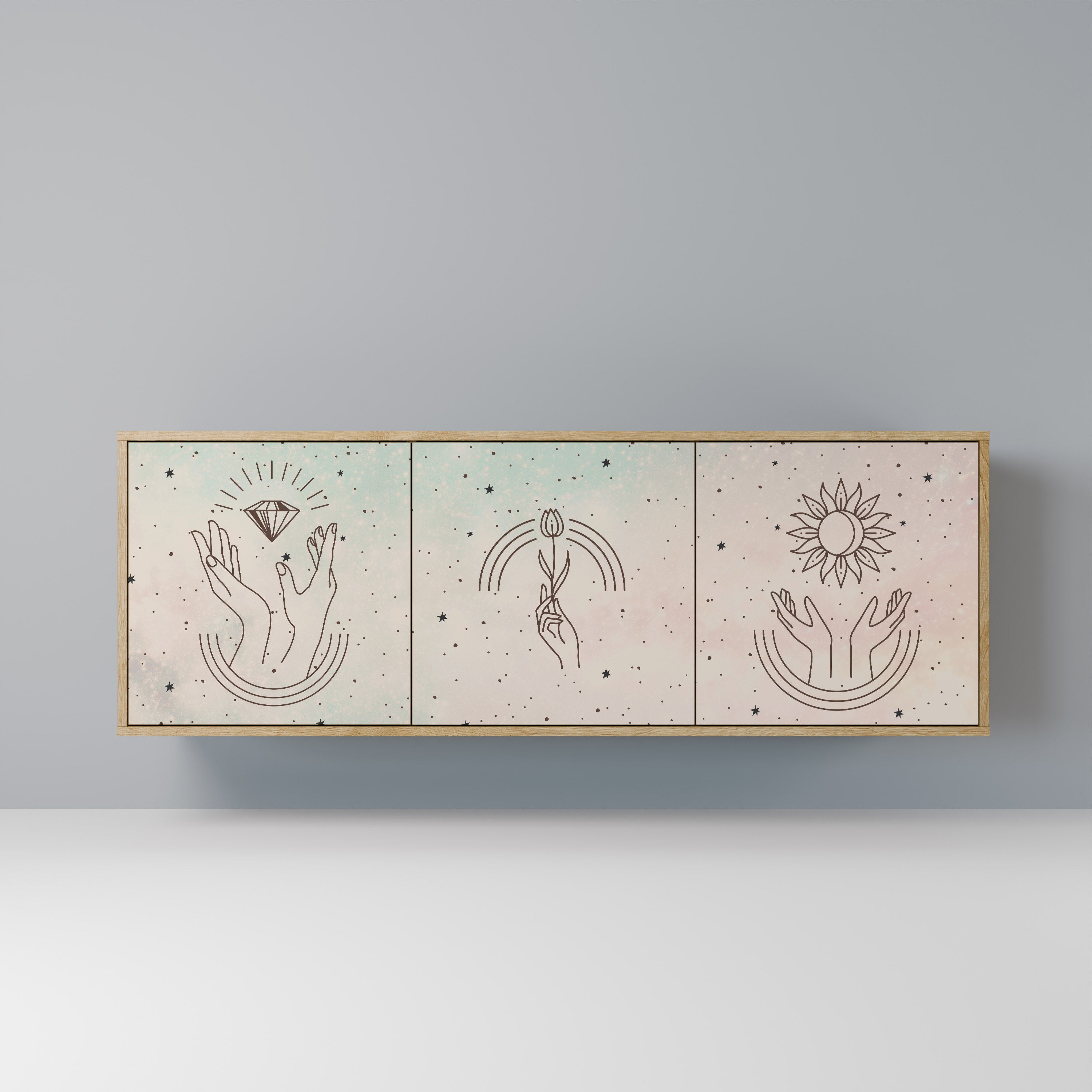 Buffet 3 portes effet chêne DELICATE BEAUTY