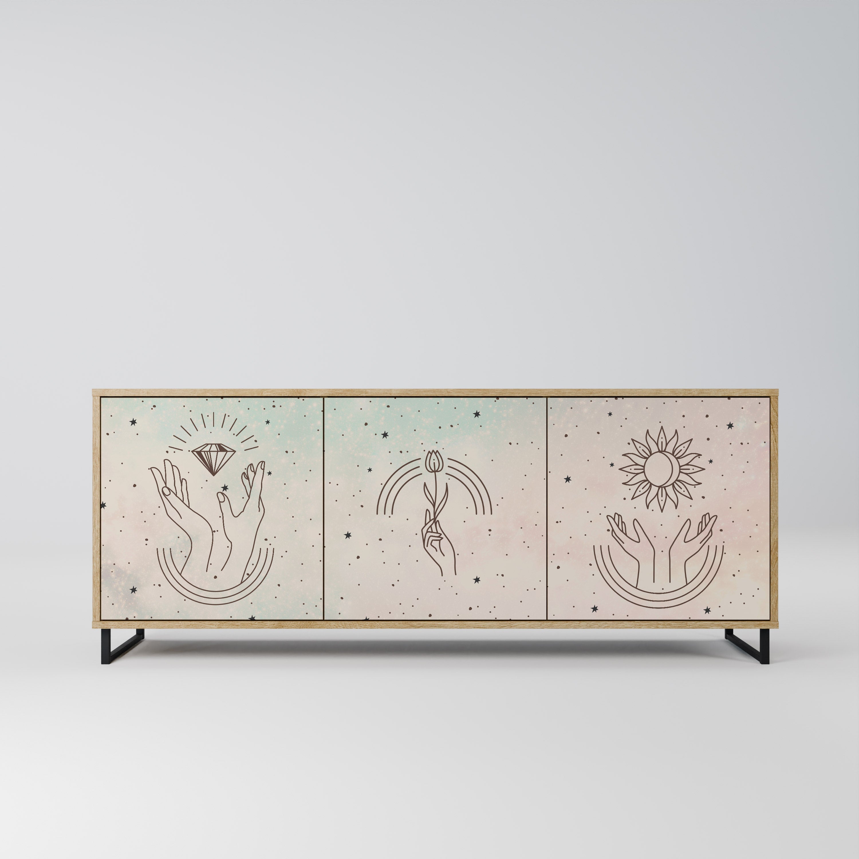 Buffet 3 portes effet chêne DELICATE BEAUTY