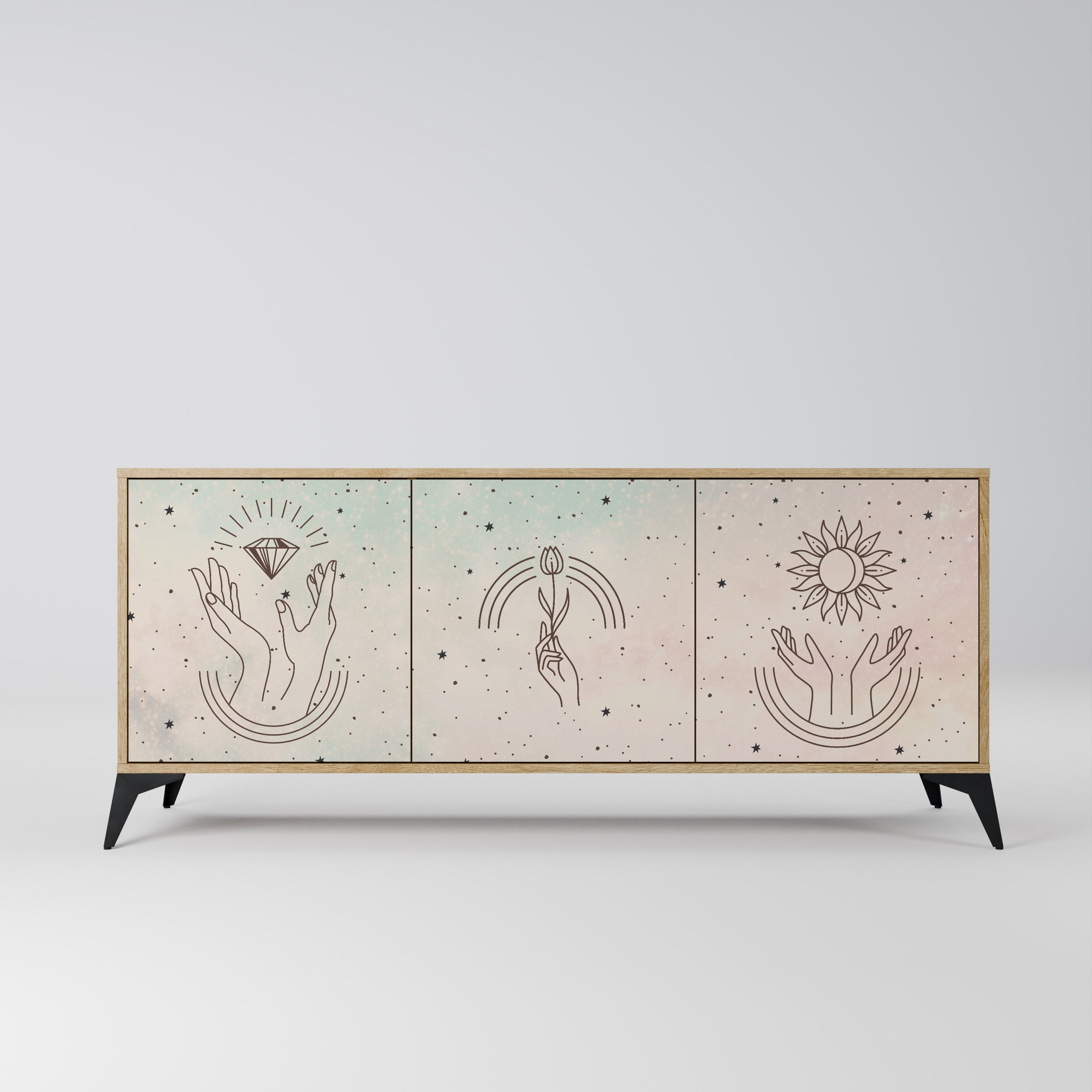 Buffet 3 portes effet chêne DELICATE BEAUTY