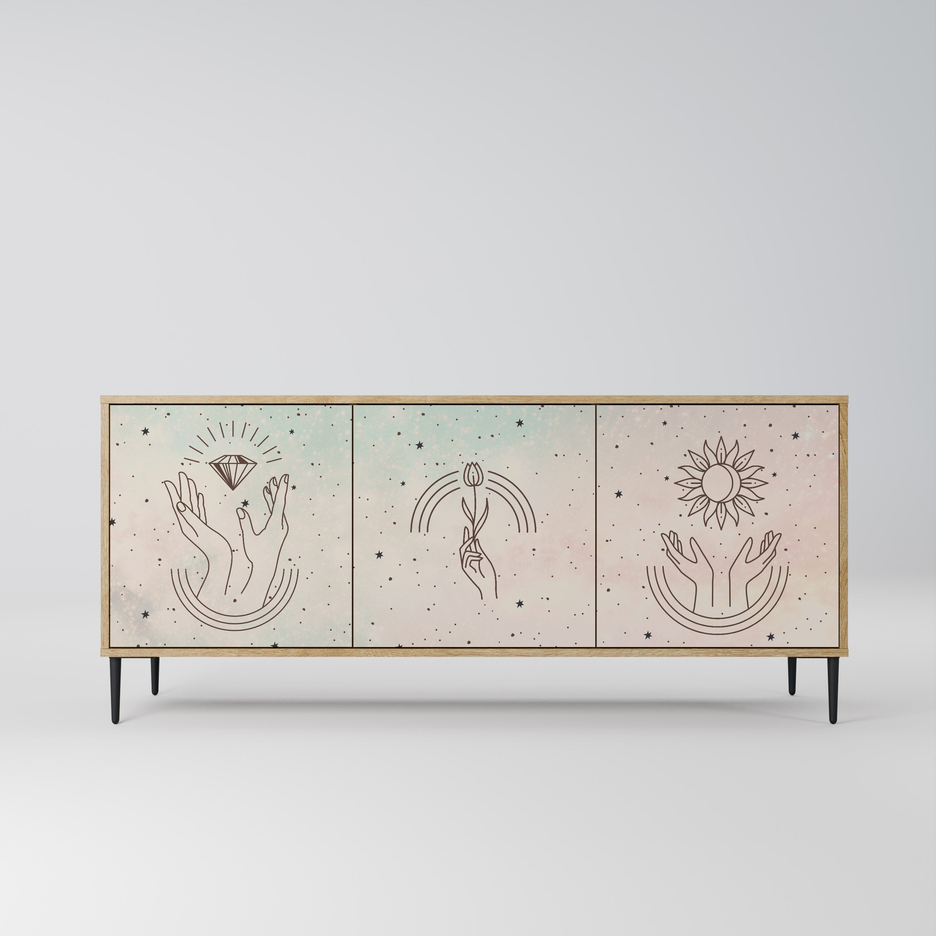 Buffet 3 portes effet chêne DELICATE BEAUTY