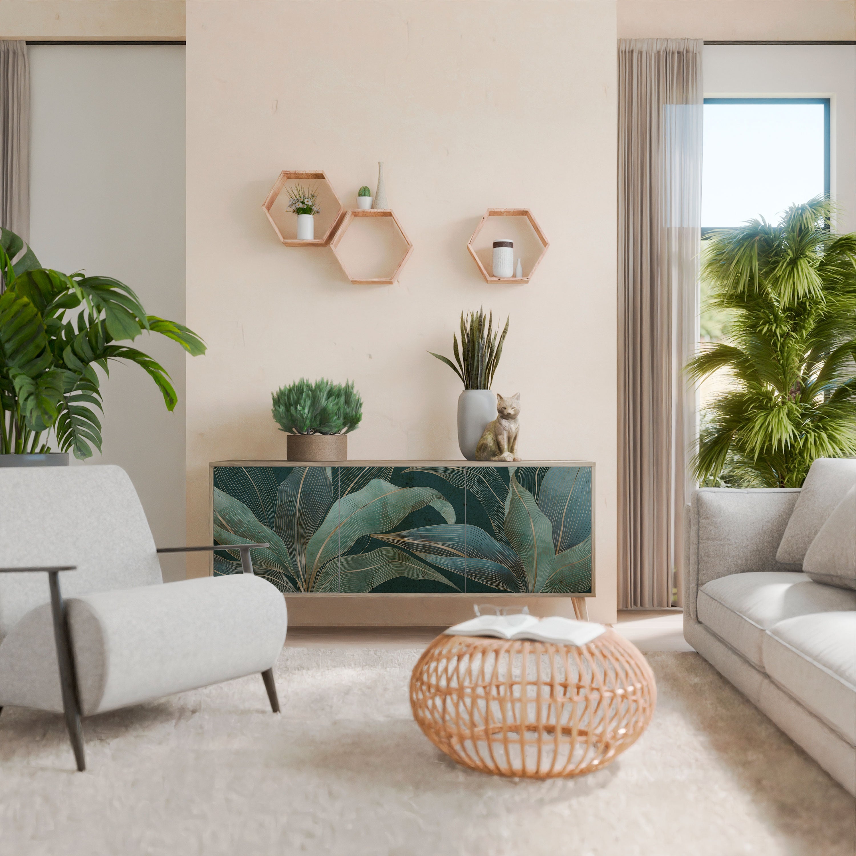 Buffet 3 portes ROYAL GREEN effet chêne