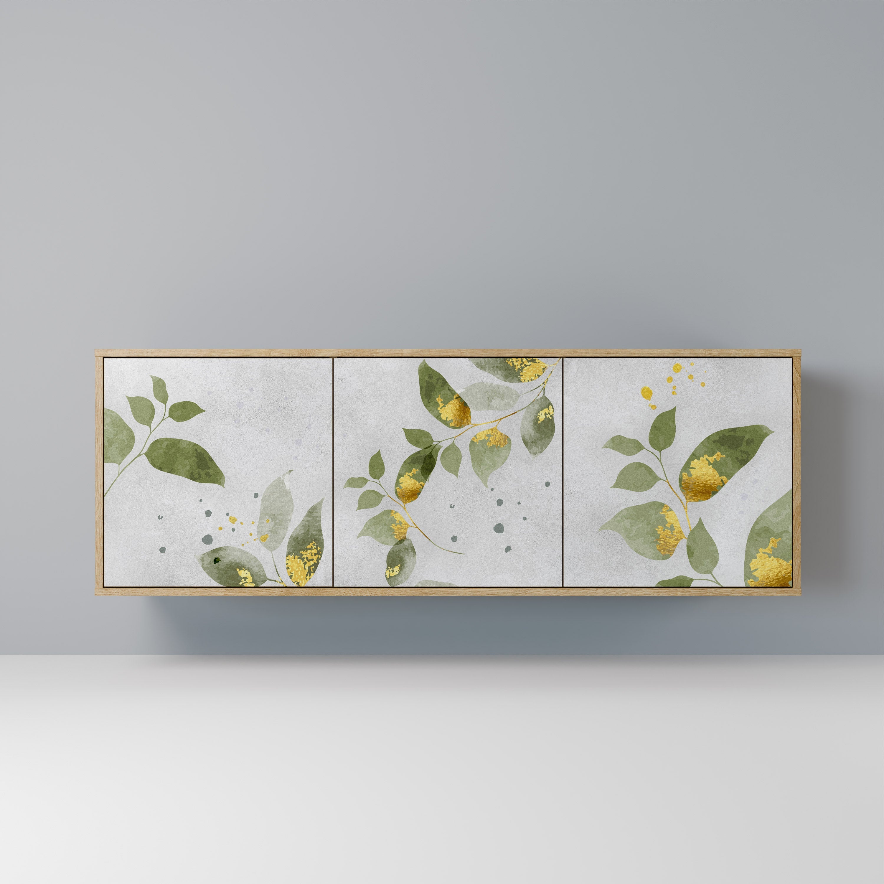 Buffet 3 portes ELEGANT BOTANICS effet chêne