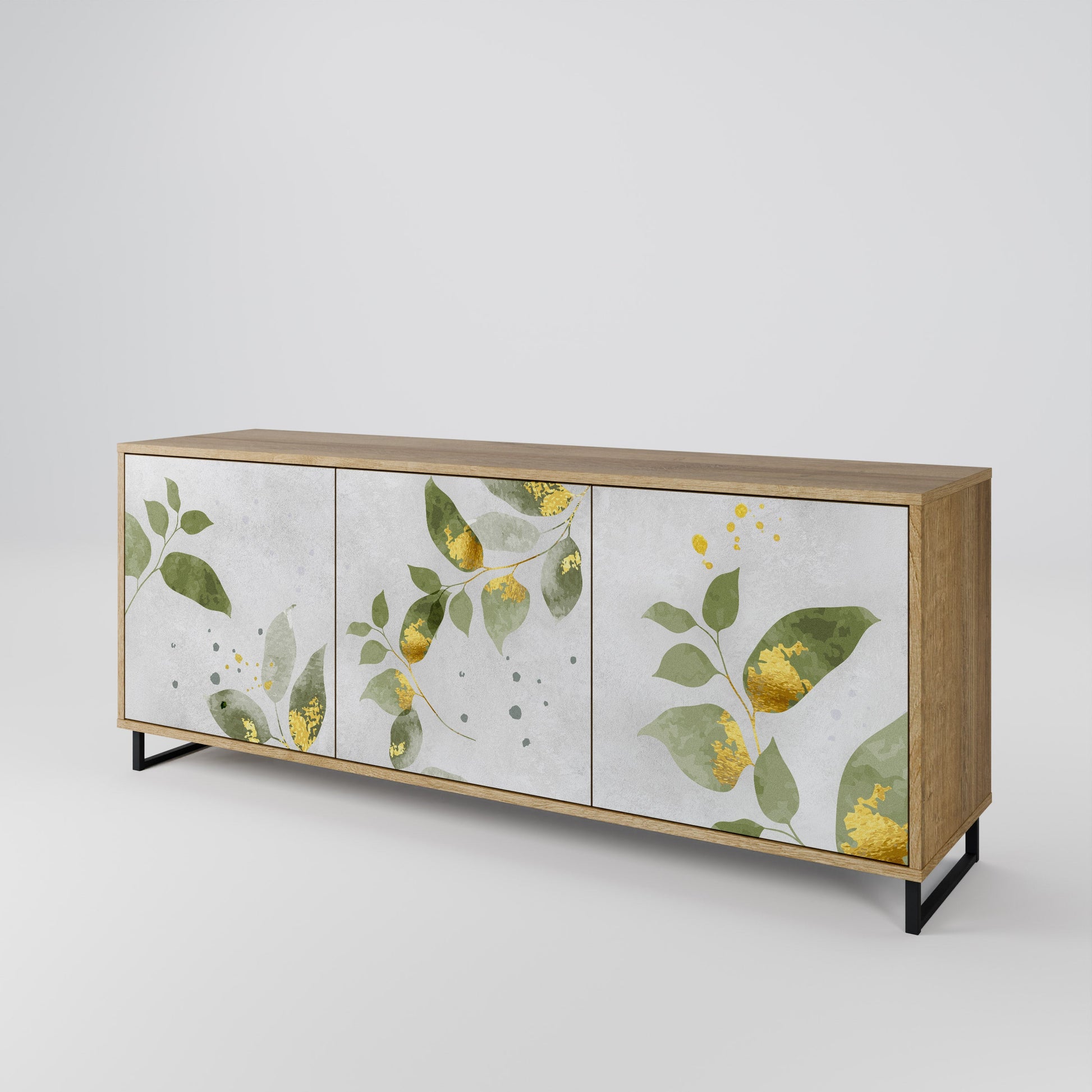 Buffet 3 portes ELEGANT BOTANICS effet chêne