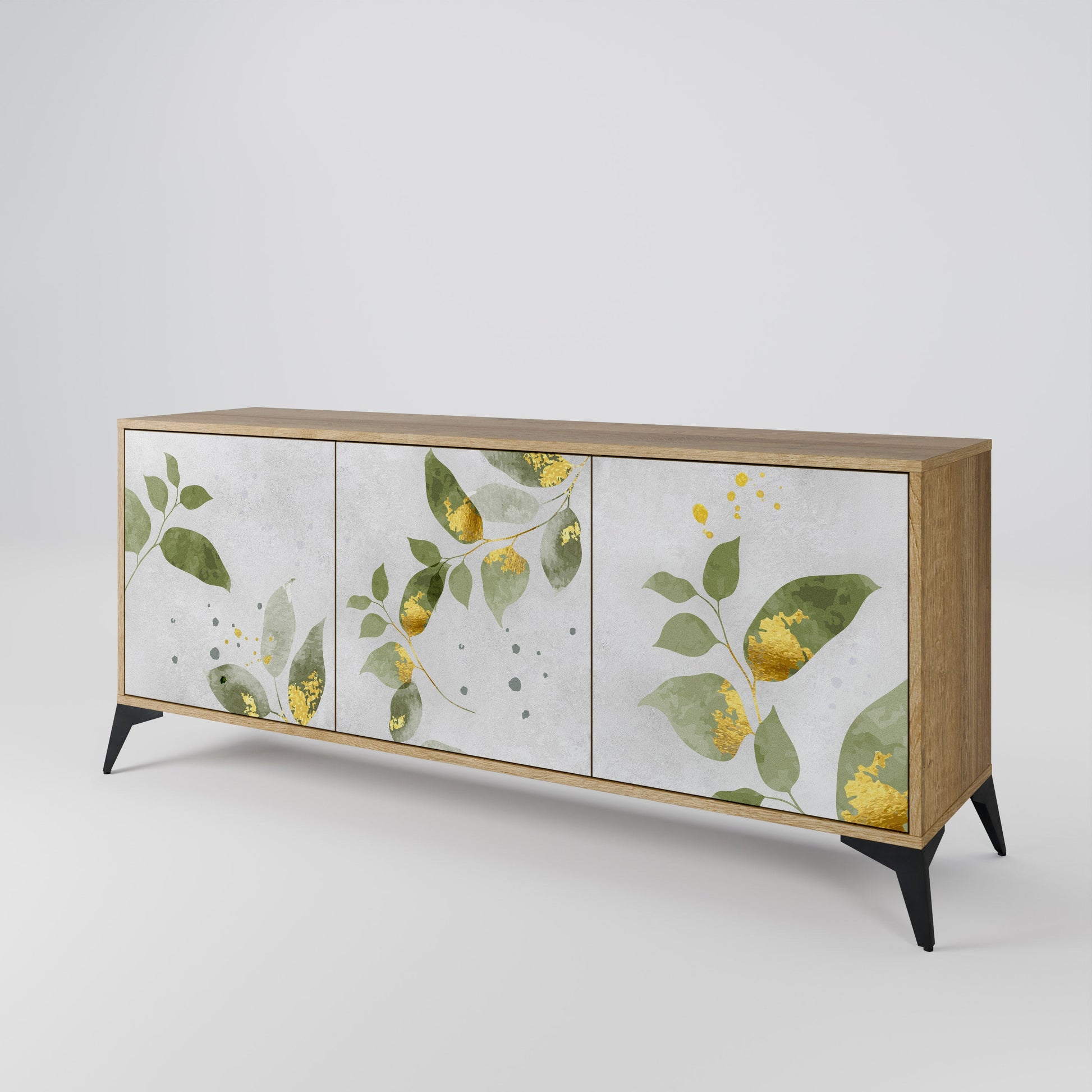 Buffet 3 portes ELEGANT BOTANICS effet chêne