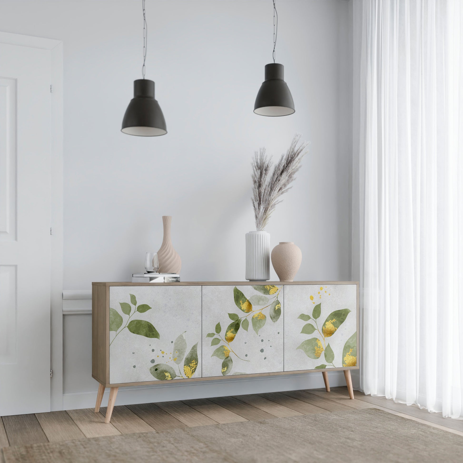 Buffet 3 portes ELEGANT BOTANICS effet chêne