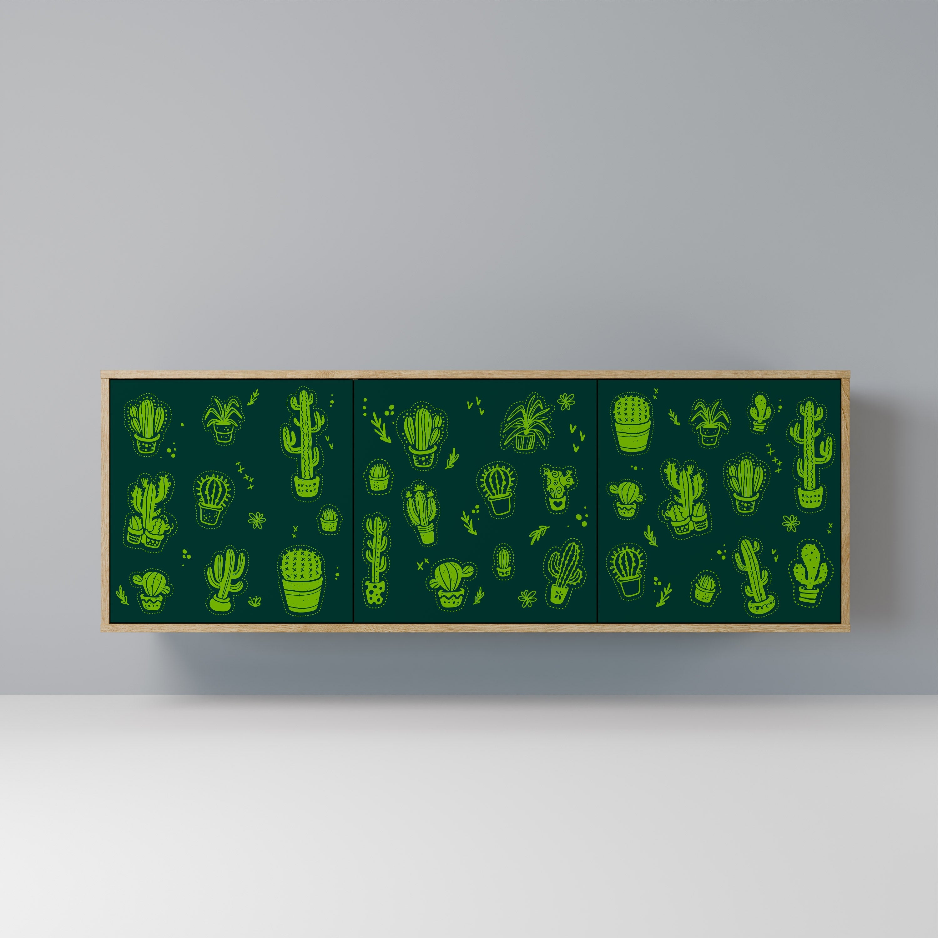 Buffet 3 portes effet chêne VERT DÉSERT