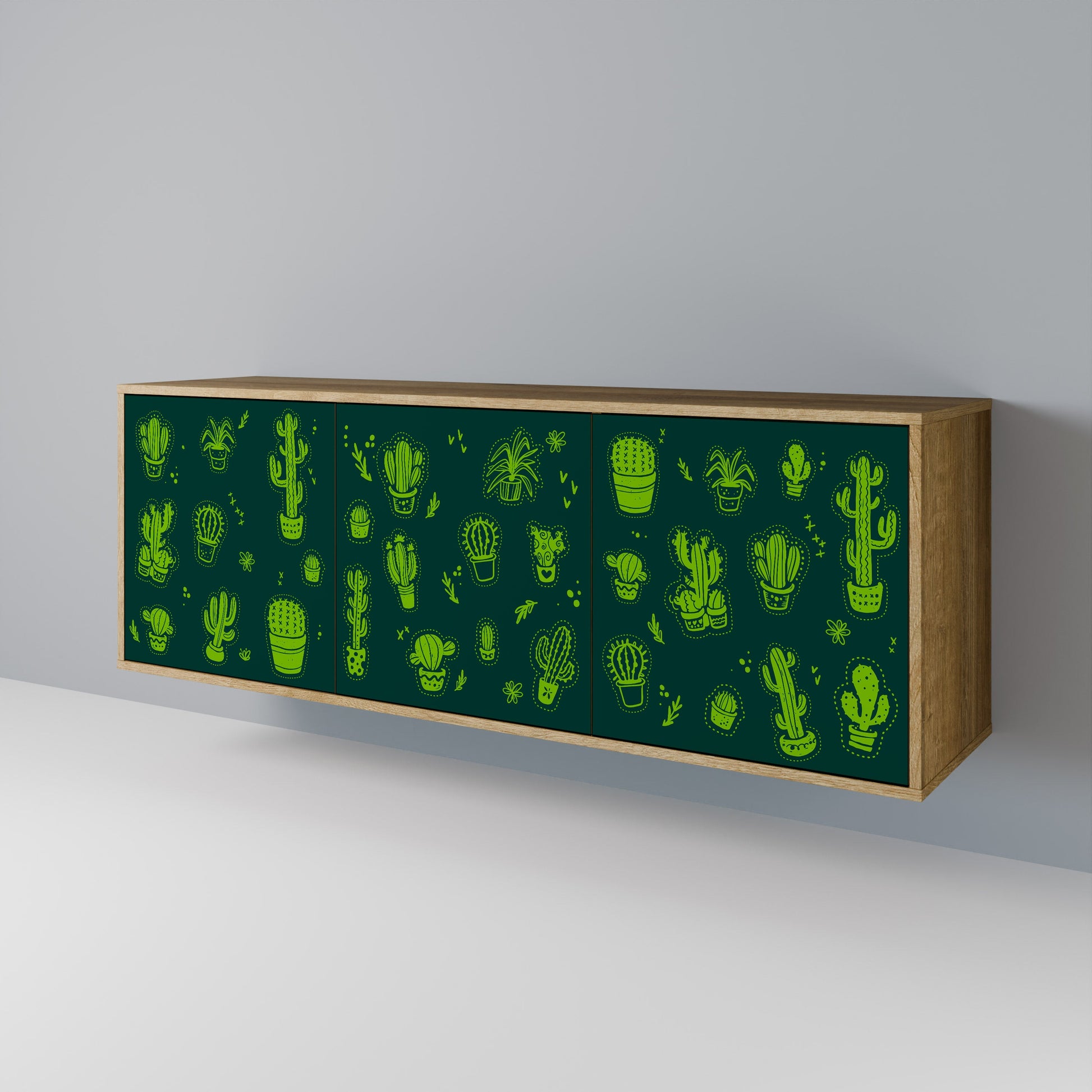 Buffet 3 portes effet chêne VERT DÉSERT
