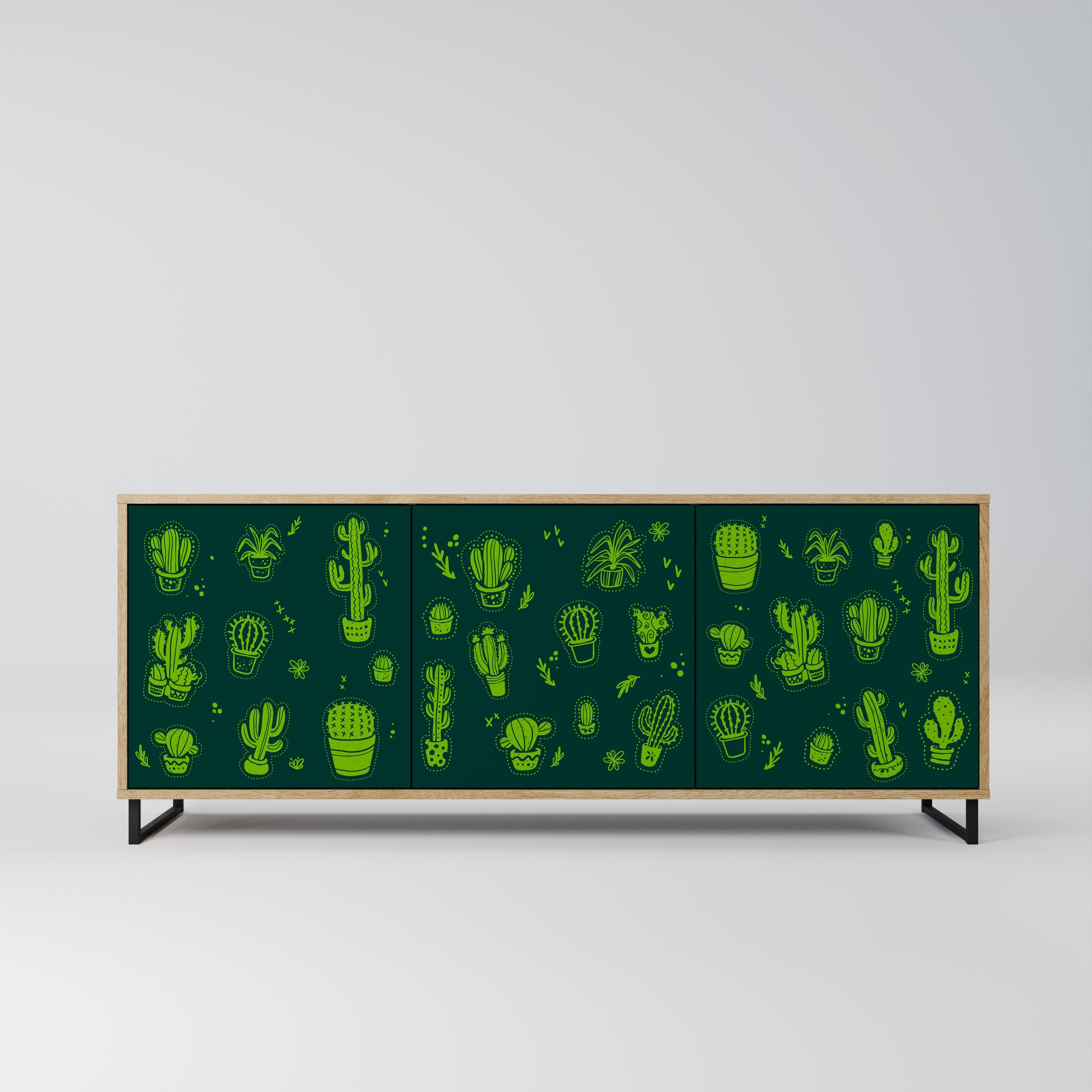 Buffet 3 portes effet chêne VERT DÉSERT