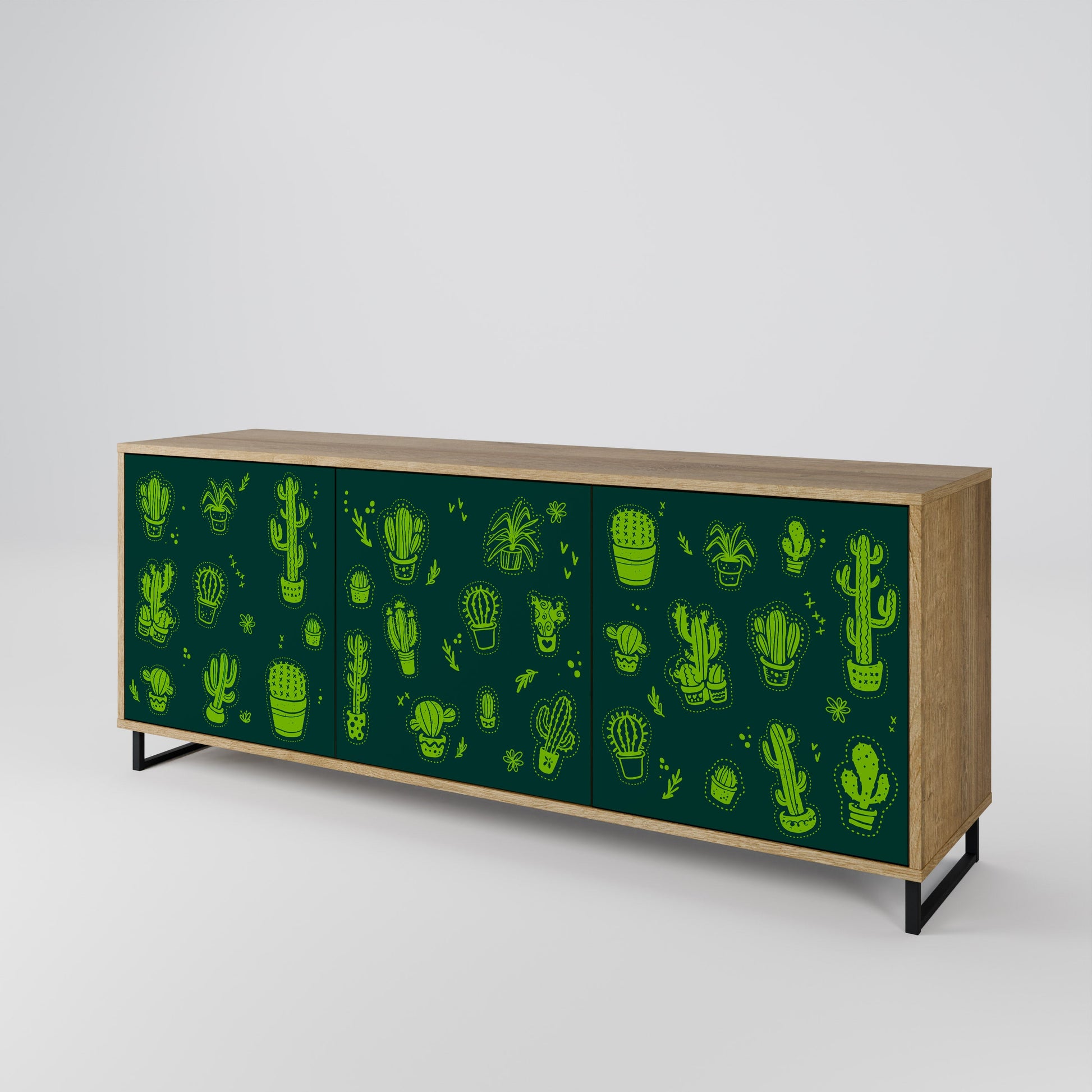 Buffet 3 portes effet chêne VERT DÉSERT