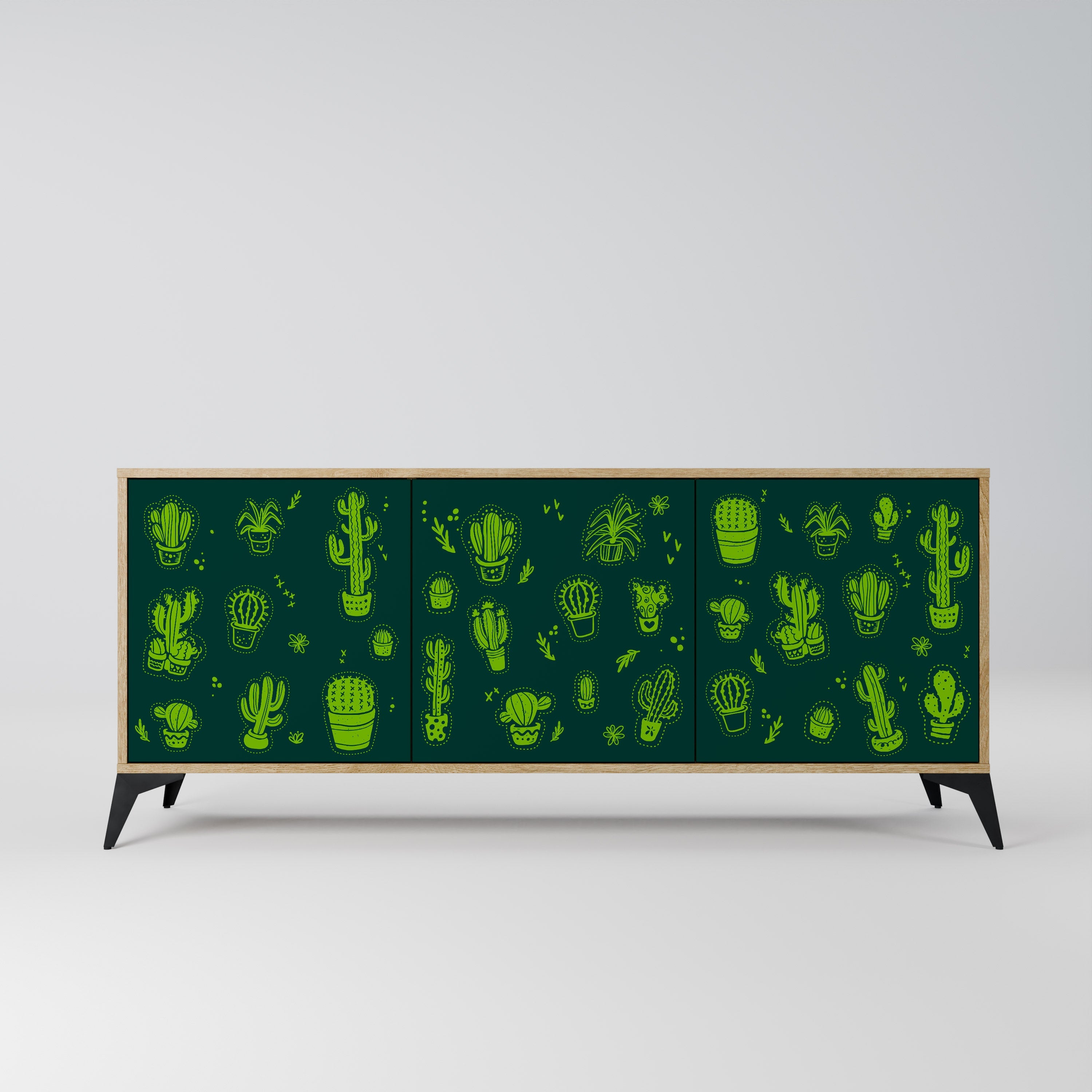 Buffet 3 portes effet chêne VERT DÉSERT