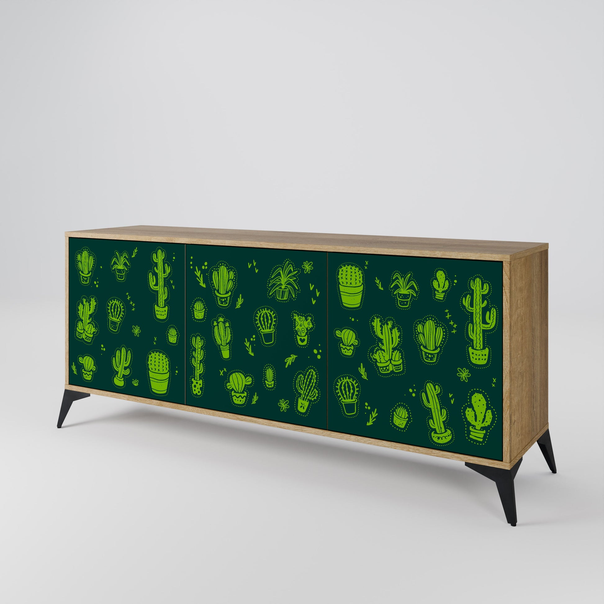 Buffet 3 portes effet chêne VERT DÉSERT
