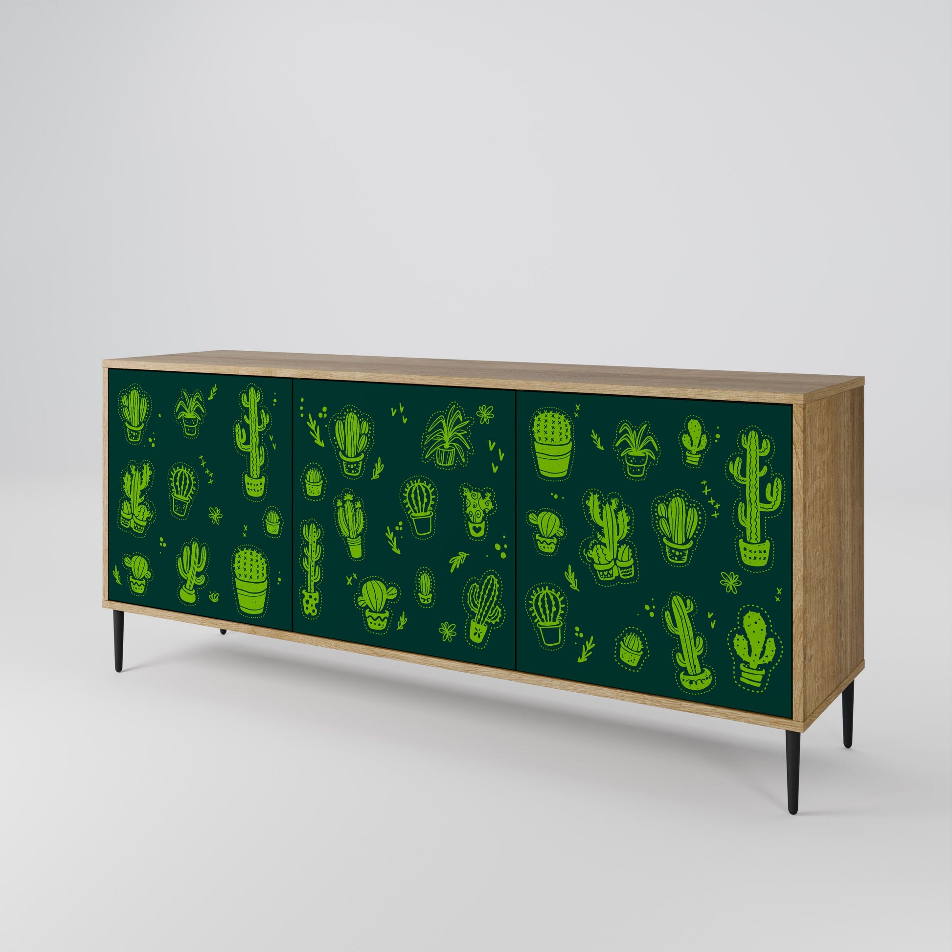 Buffet 3 portes effet chêne VERT DÉSERT