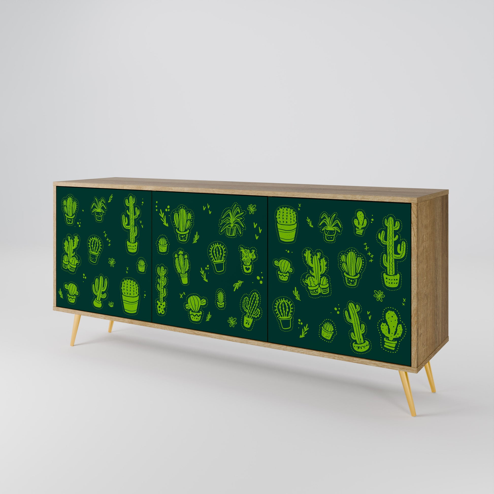 Buffet 3 portes effet chêne VERT DÉSERT