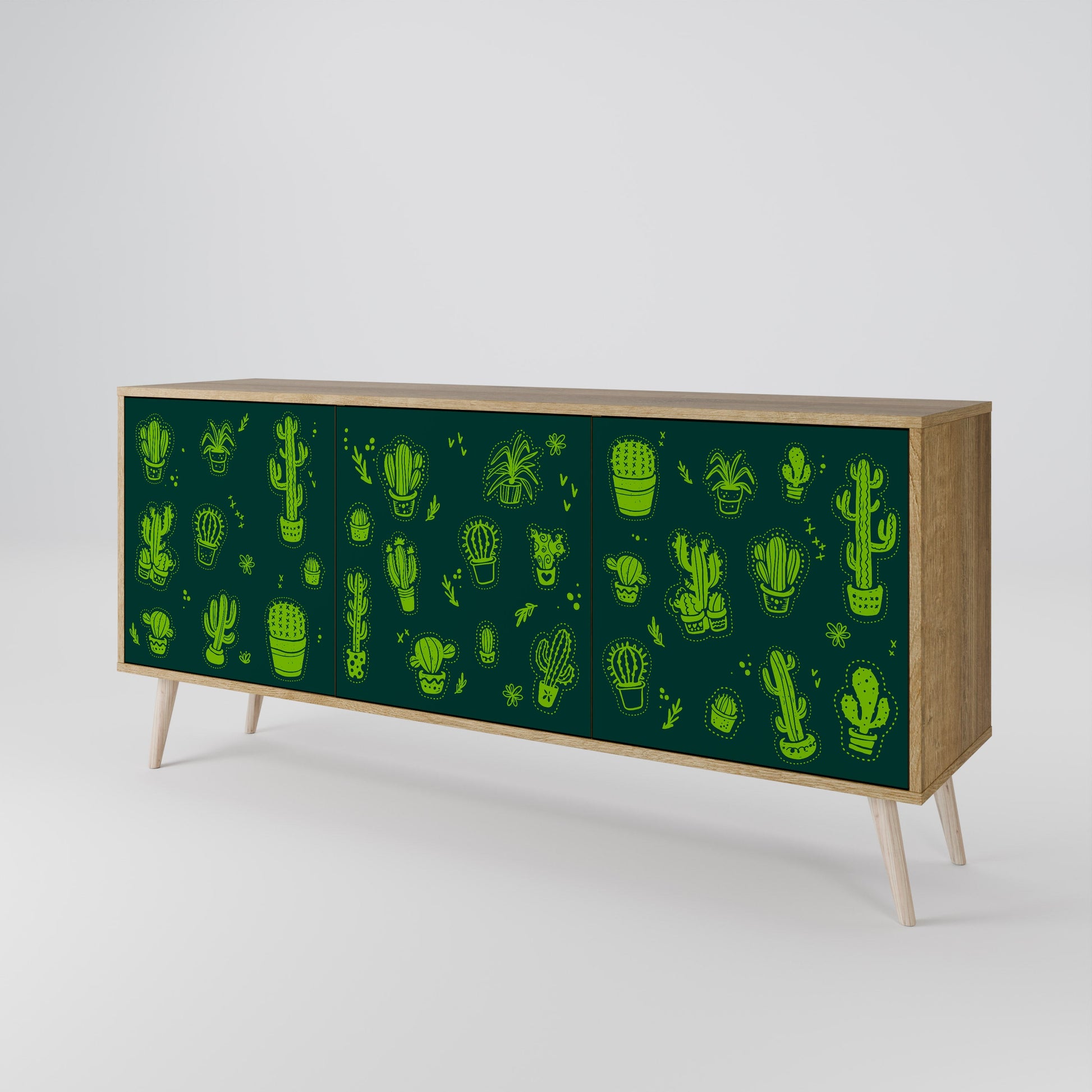 Buffet 3 portes effet chêne VERT DÉSERT
