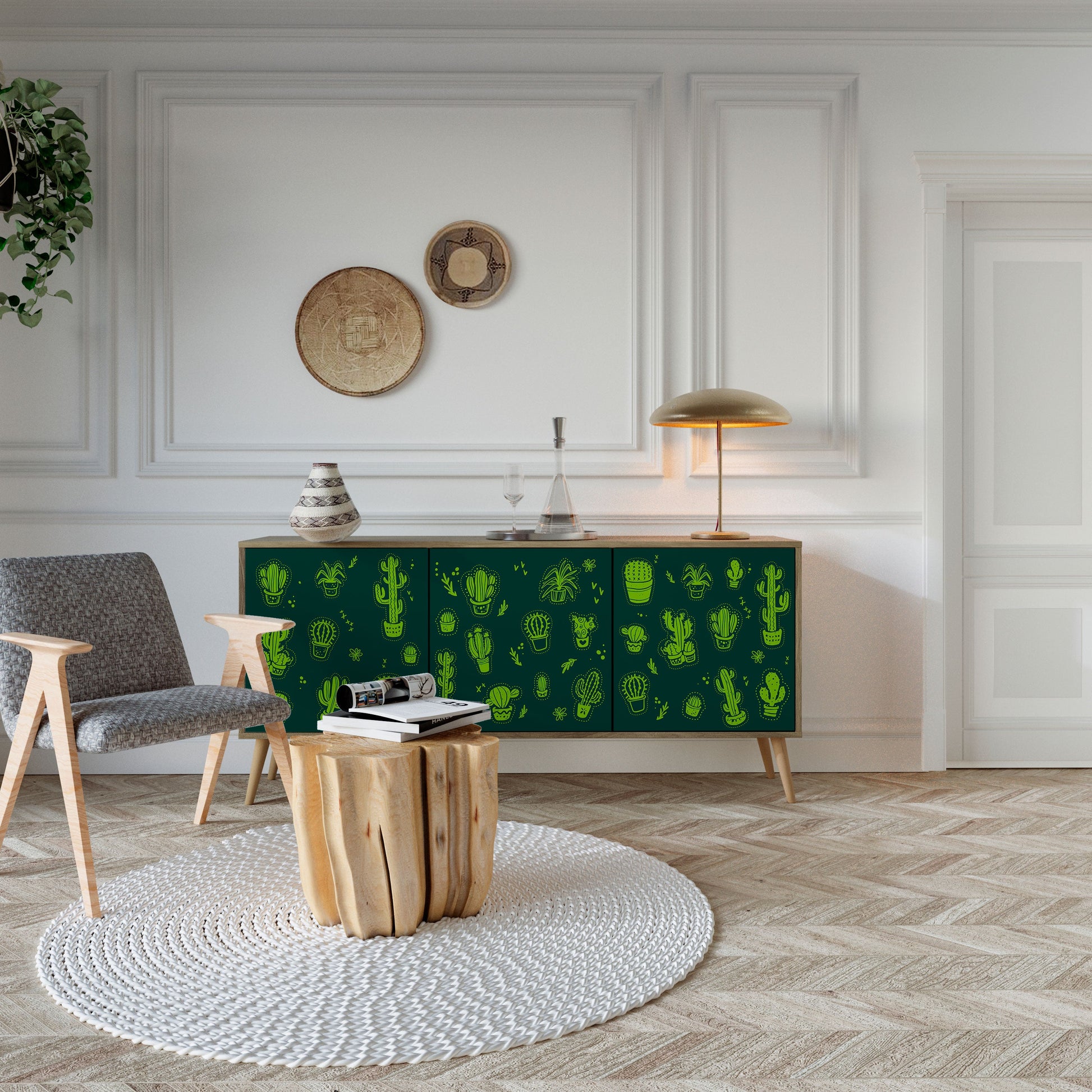 Buffet 3 portes effet chêne VERT DÉSERT