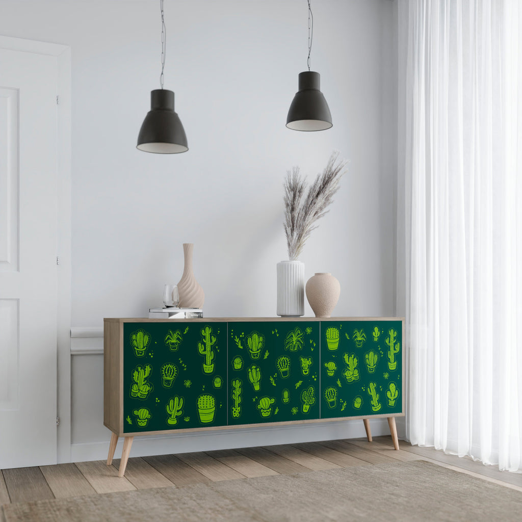Buffet 3 portes effet chêne VERT DÉSERT