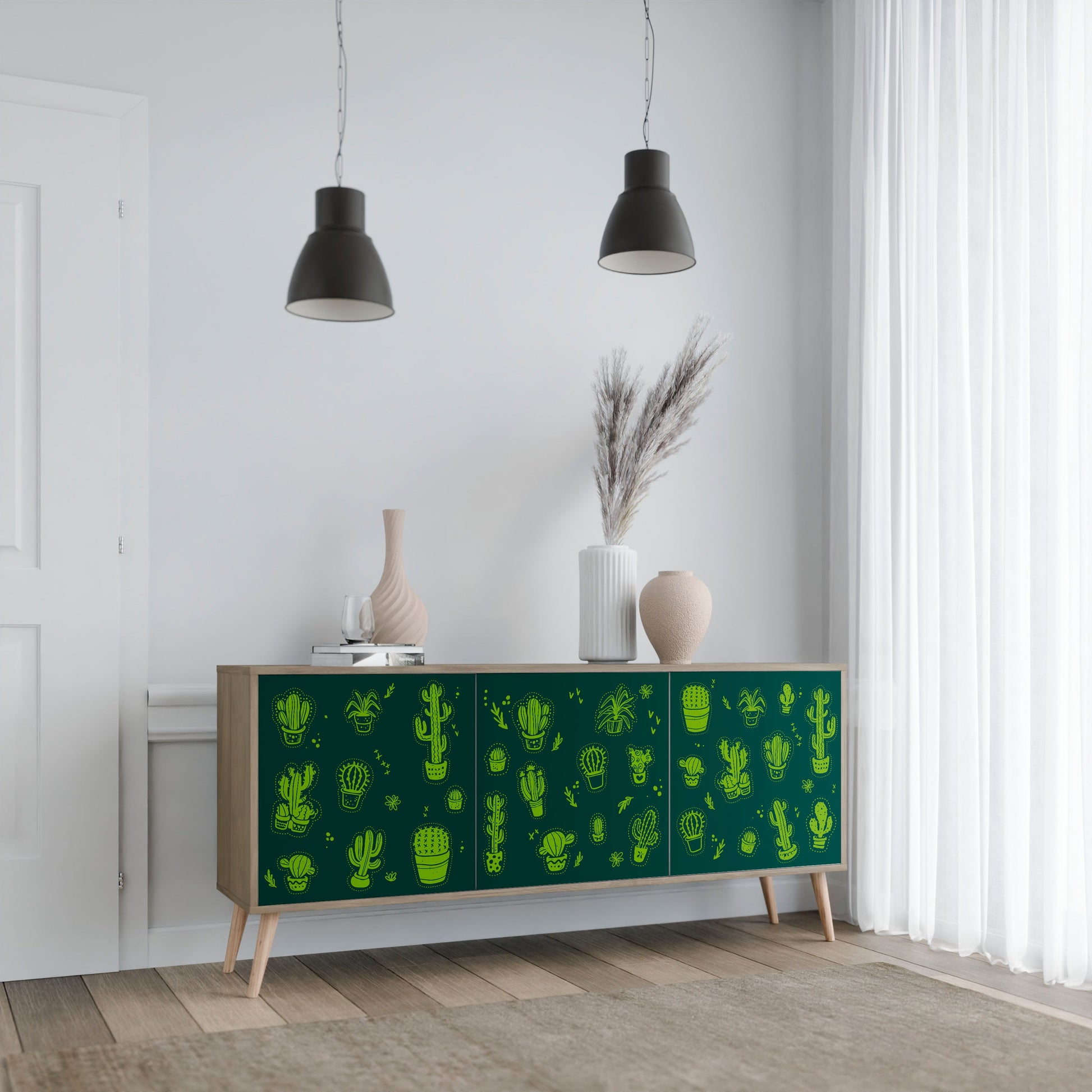 Buffet 3 portes effet chêne VERT DÉSERT