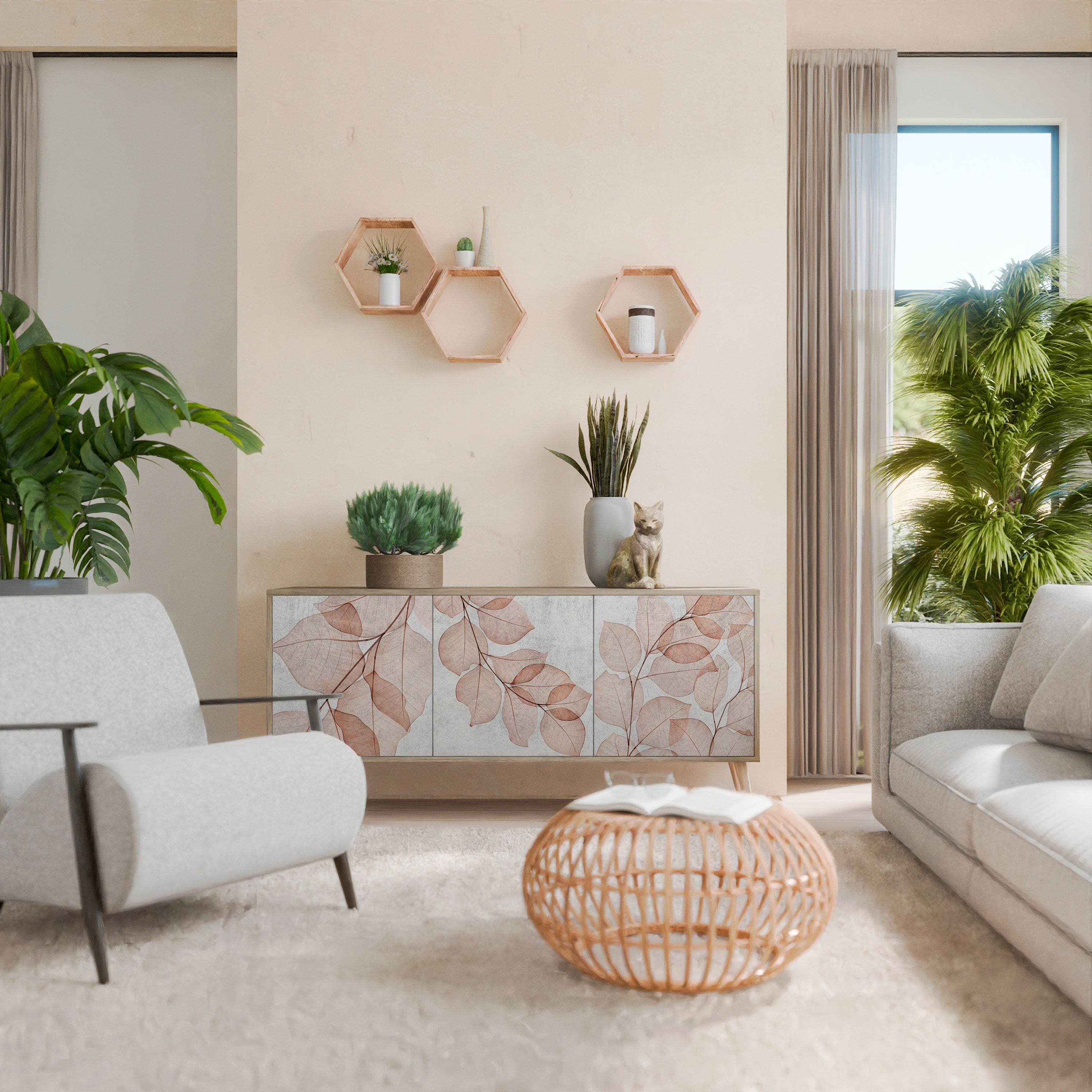 Buffet 3 portes AUTUMN FRAGILITY effet chêne