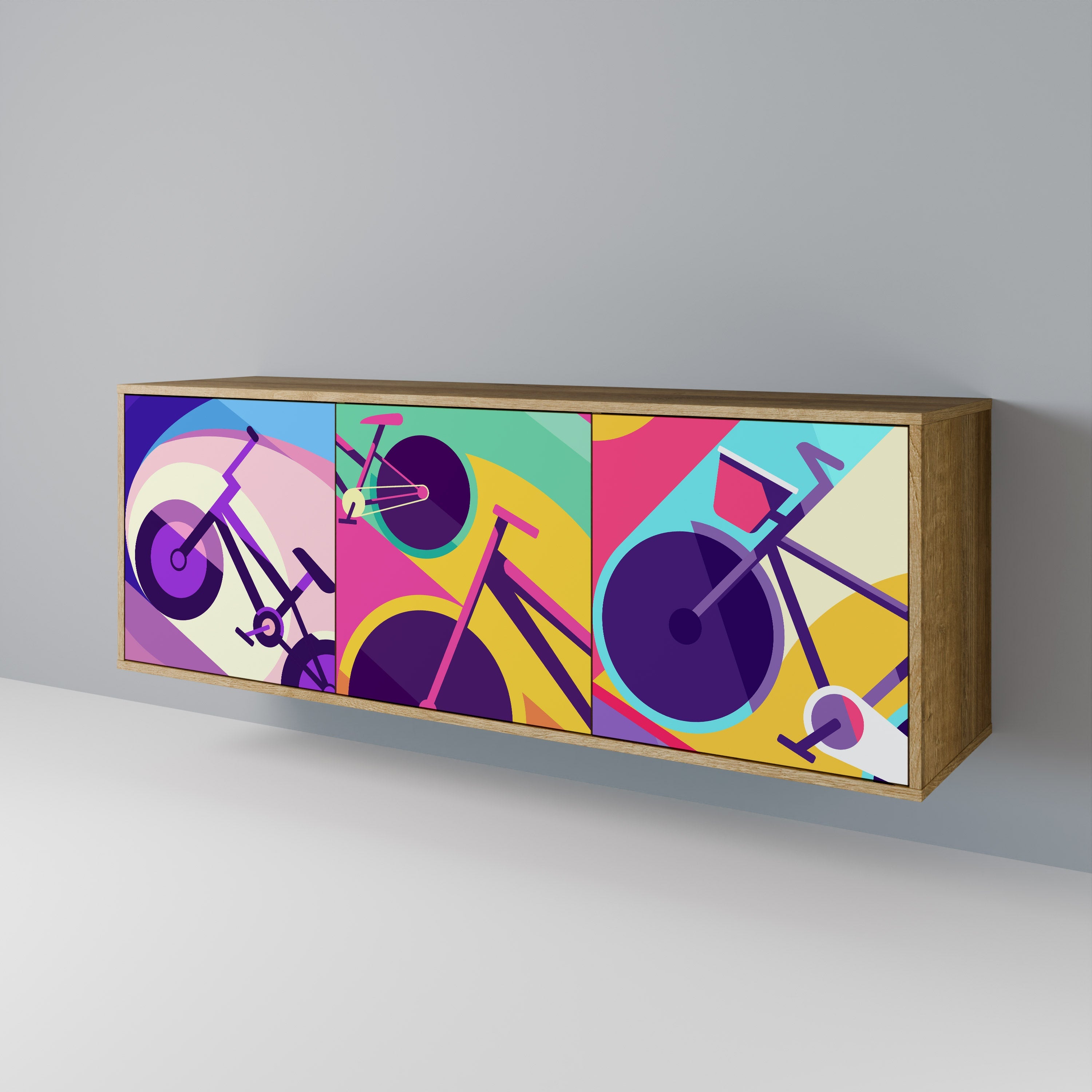 Buffet 3 portes BIKE DREAMS effet chêne