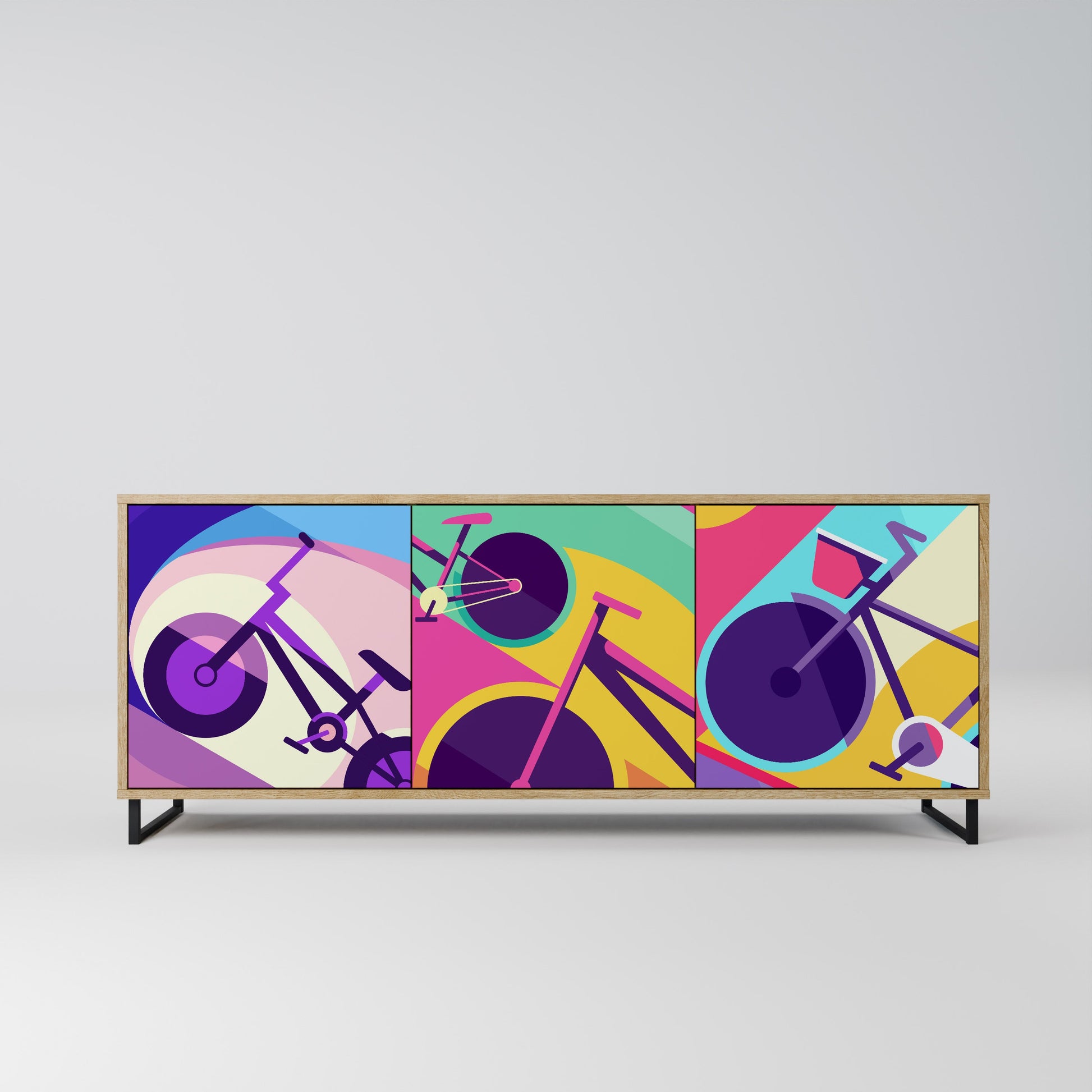 Buffet 3 portes BIKE DREAMS effet chêne