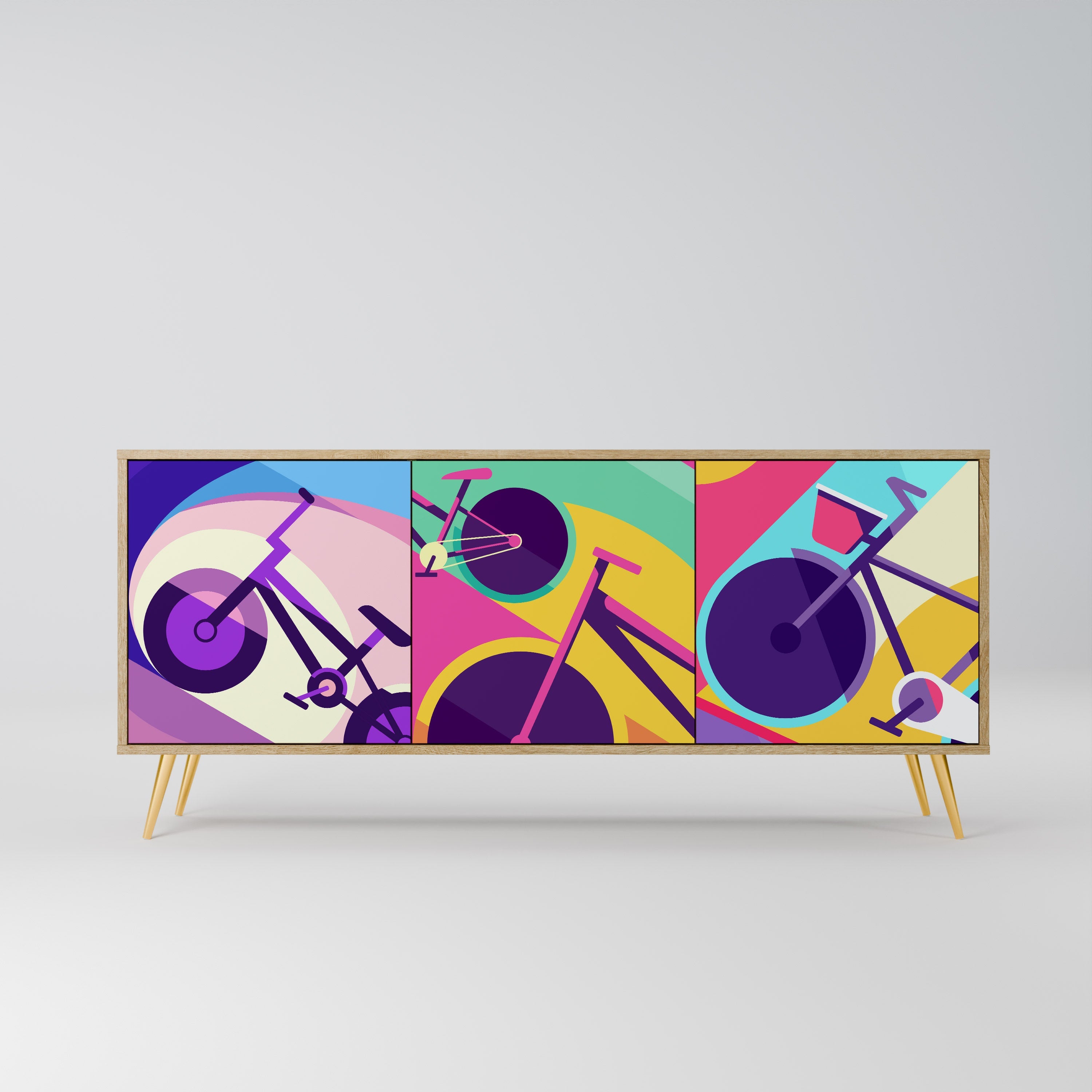 Buffet 3 portes BIKE DREAMS effet chêne