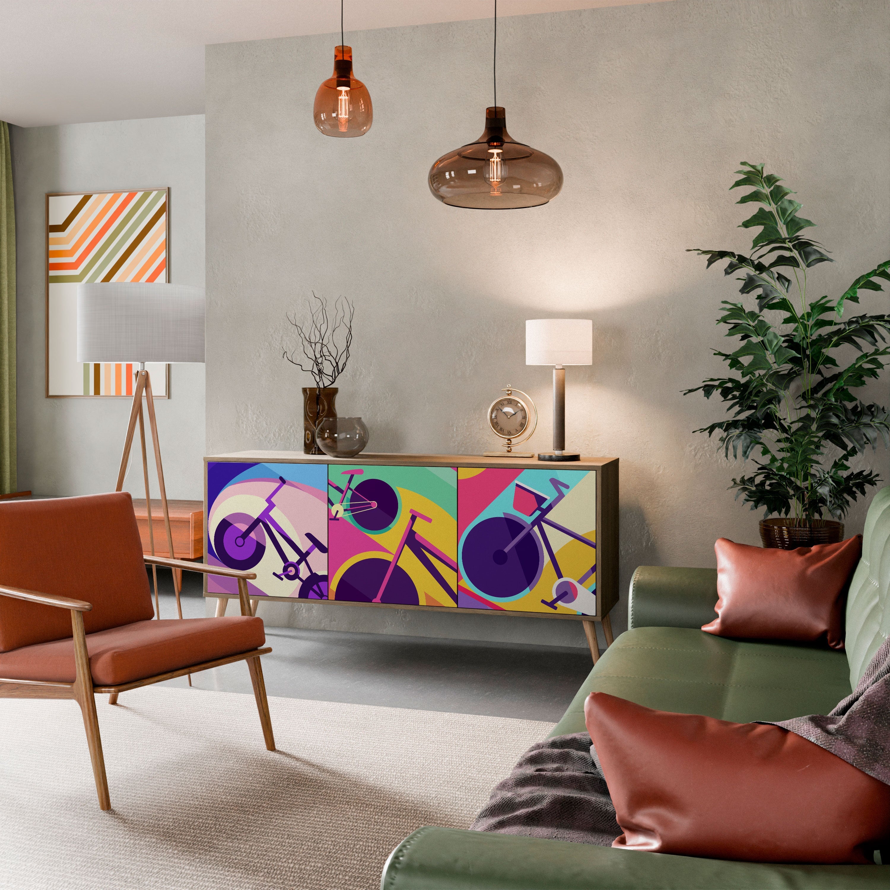 Buffet 3 portes BIKE DREAMS effet chêne