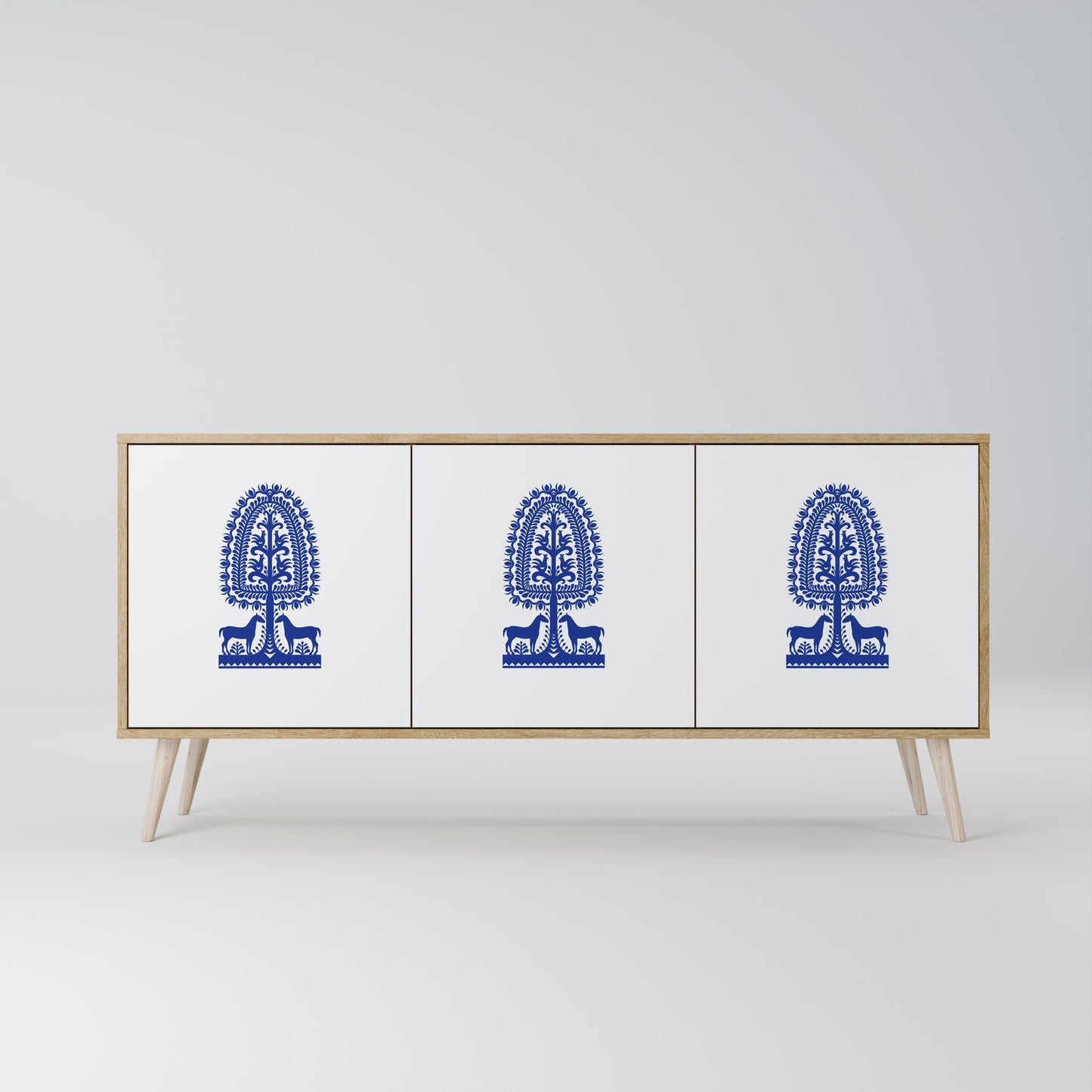 POLISH FOLK ART 3-Door Sideboard