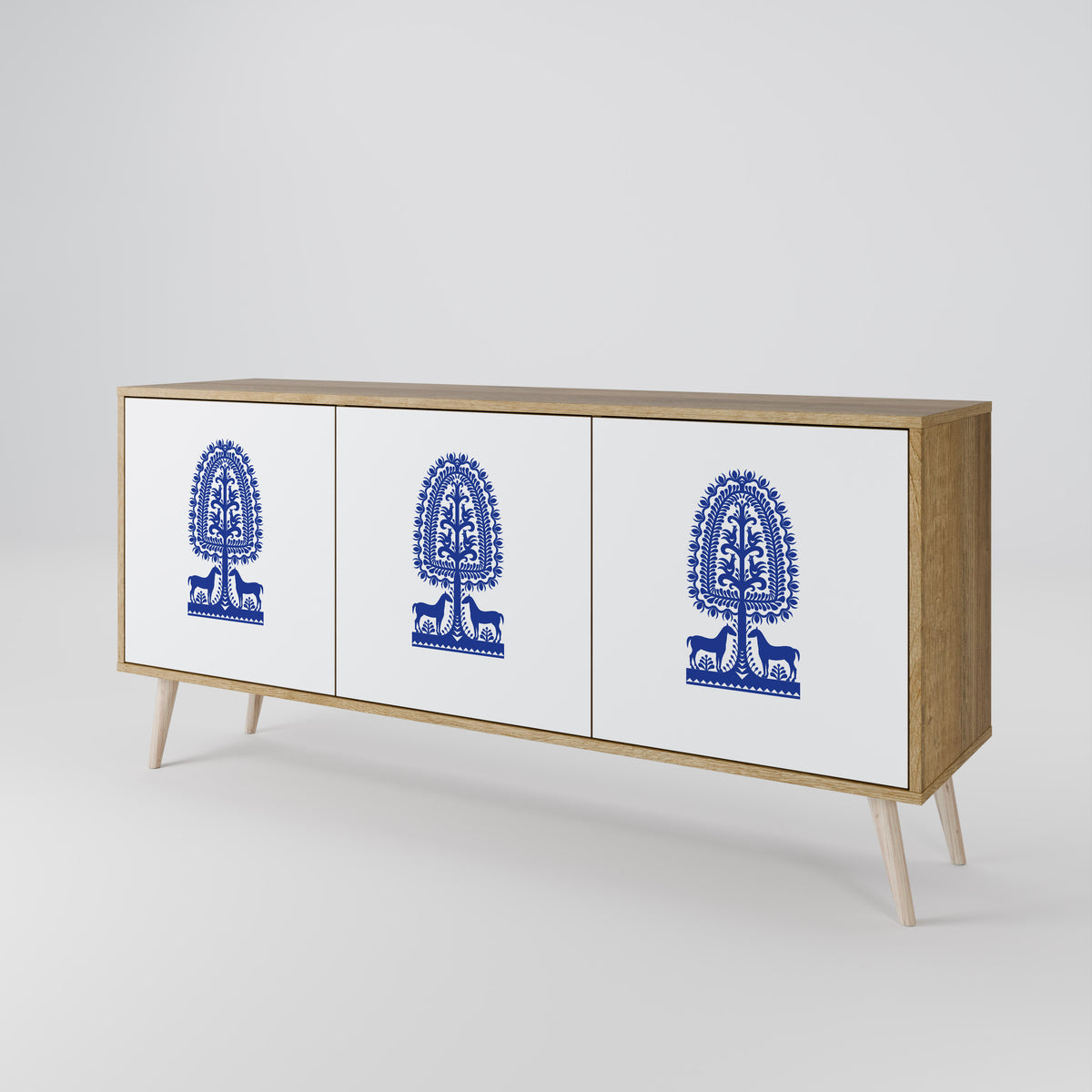 POLISH FOLK ART 3-Door Sideboard