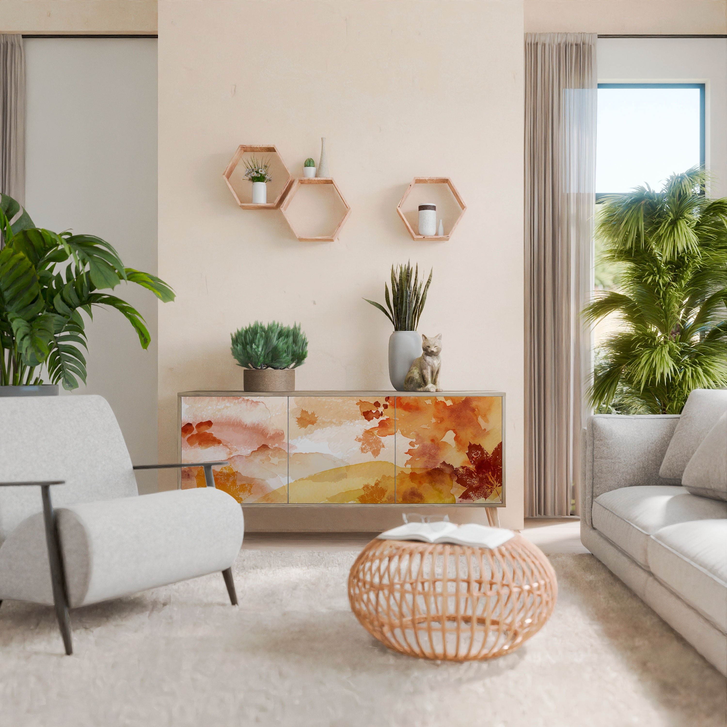 Buffet 3 portes effet chêne TRACES OF AUTUMN