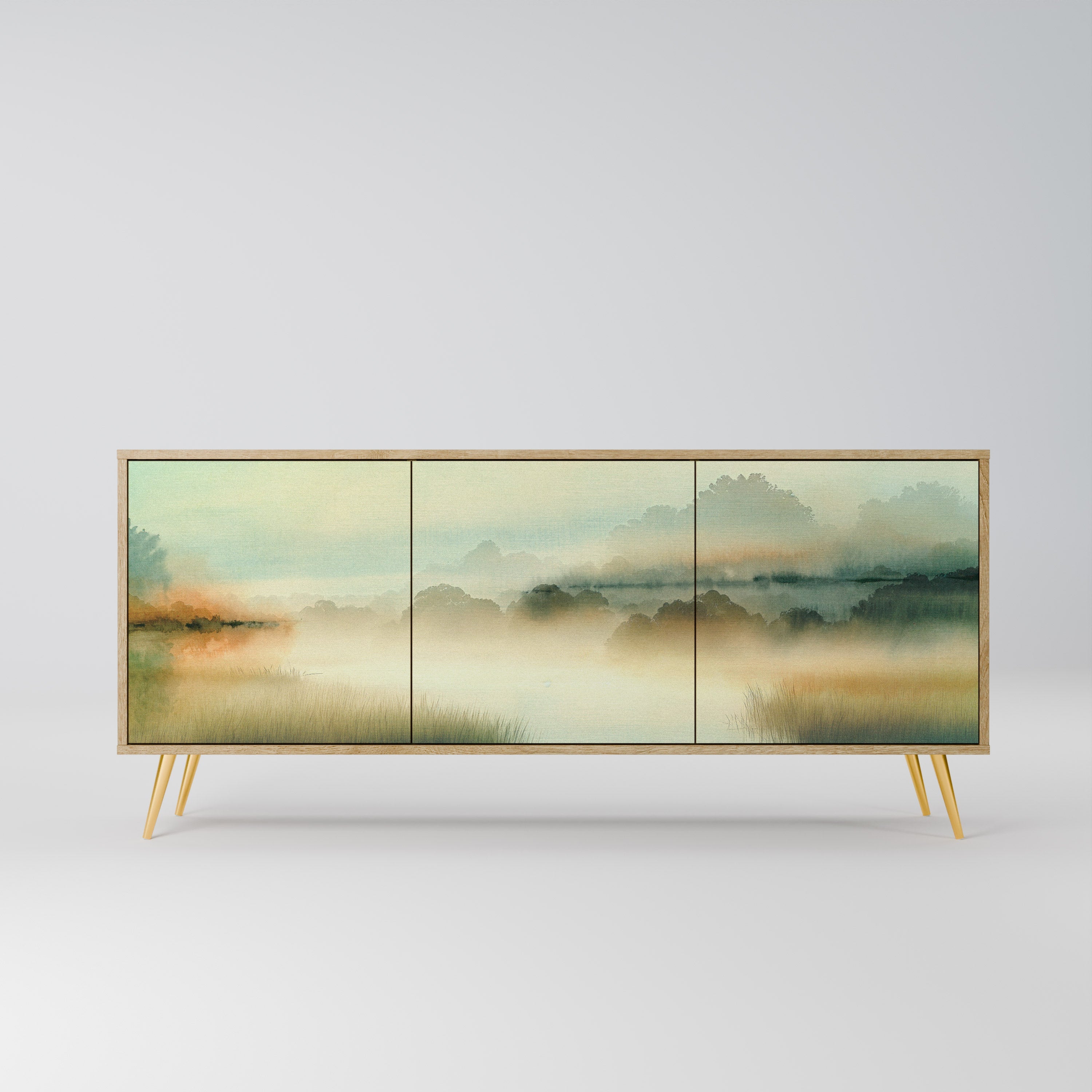 Buffet 3 portes MORNING BY THE LAKE effet chêne